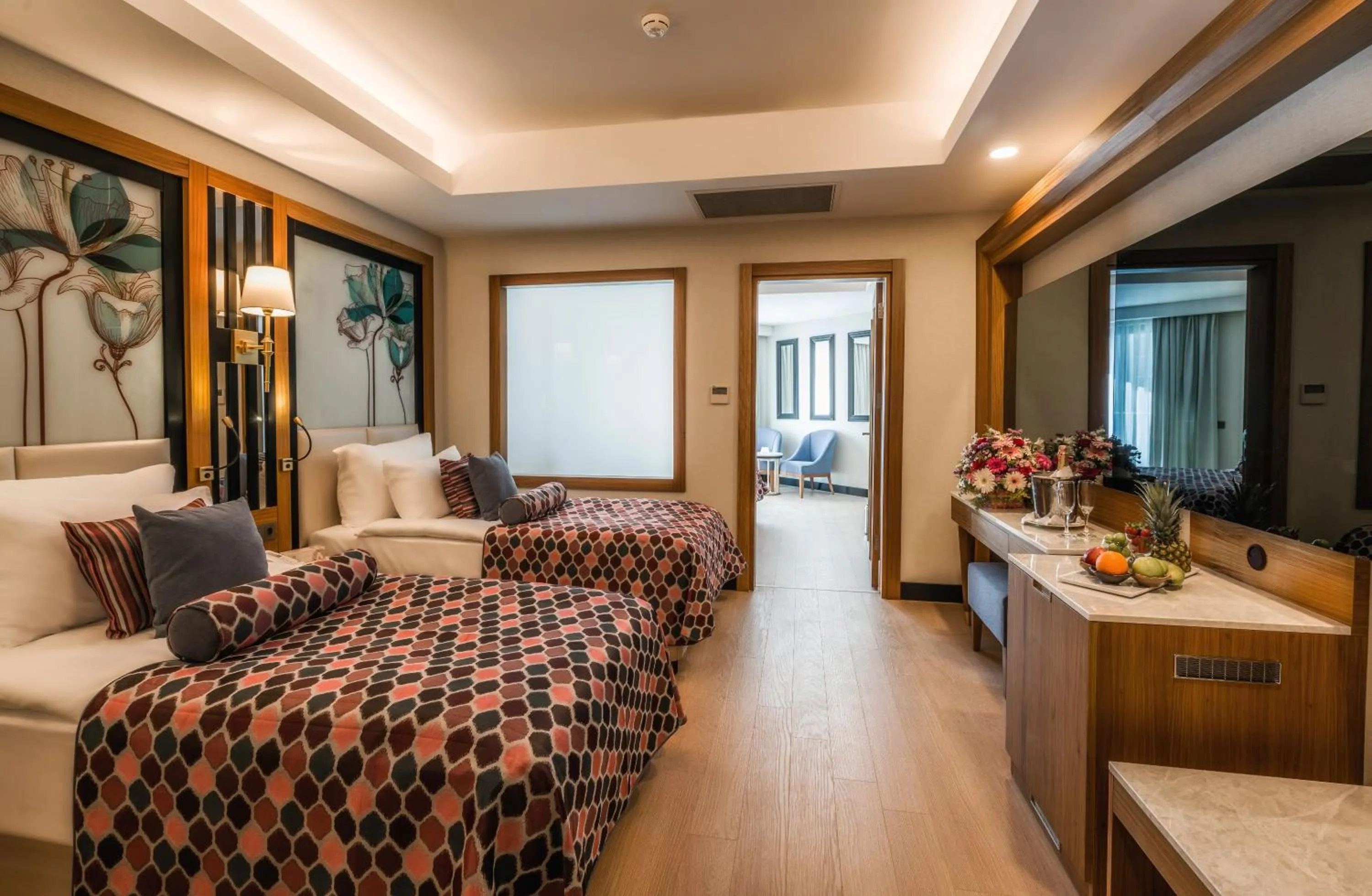 Seating area, Bed in Adalya Elite Lara Hotel - Ultra All Inclusive