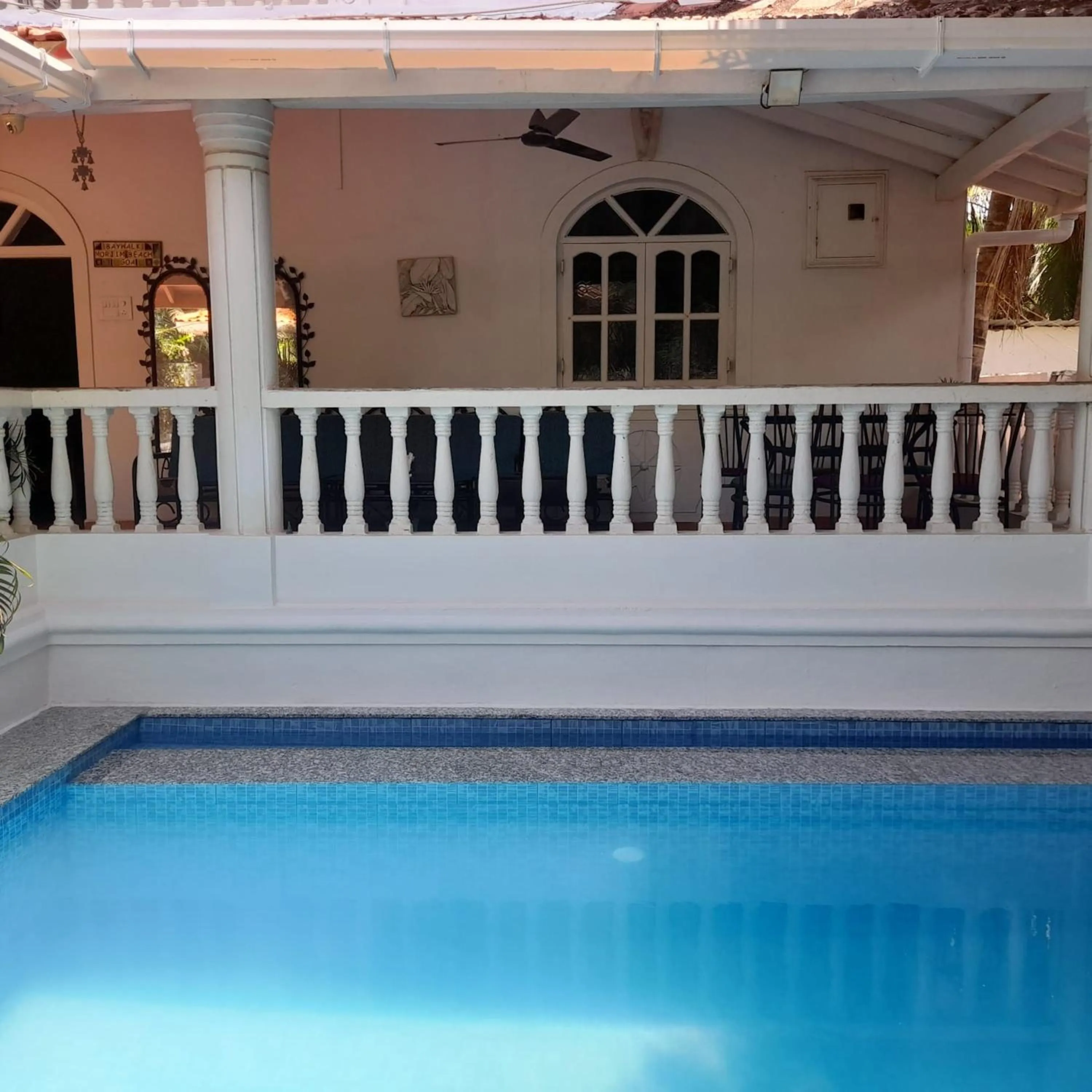 Pool view in Villa Baywalk Goa - 200 meters from Morjim Beach
