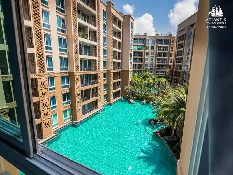 Text overlay, Pool View in Atlantis Condo & Water Park Pattaya By The Sea