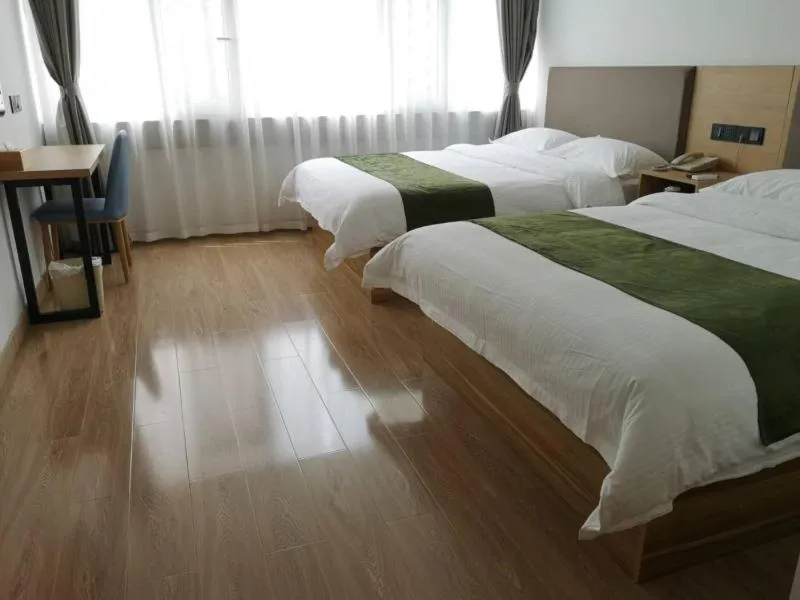 Bed in GreenTree Inn Shandong Rizhao University City Express Hotel