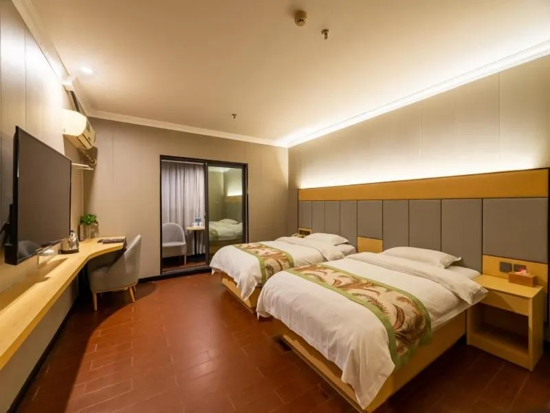 Bed in GreenTree Inn Jiangsu Suzhou Mudu Ancient Street Express Hotel