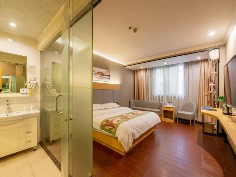 Bed in GreenTree Inn Jiangsu Suzhou Mudu Ancient Street Express Hotel