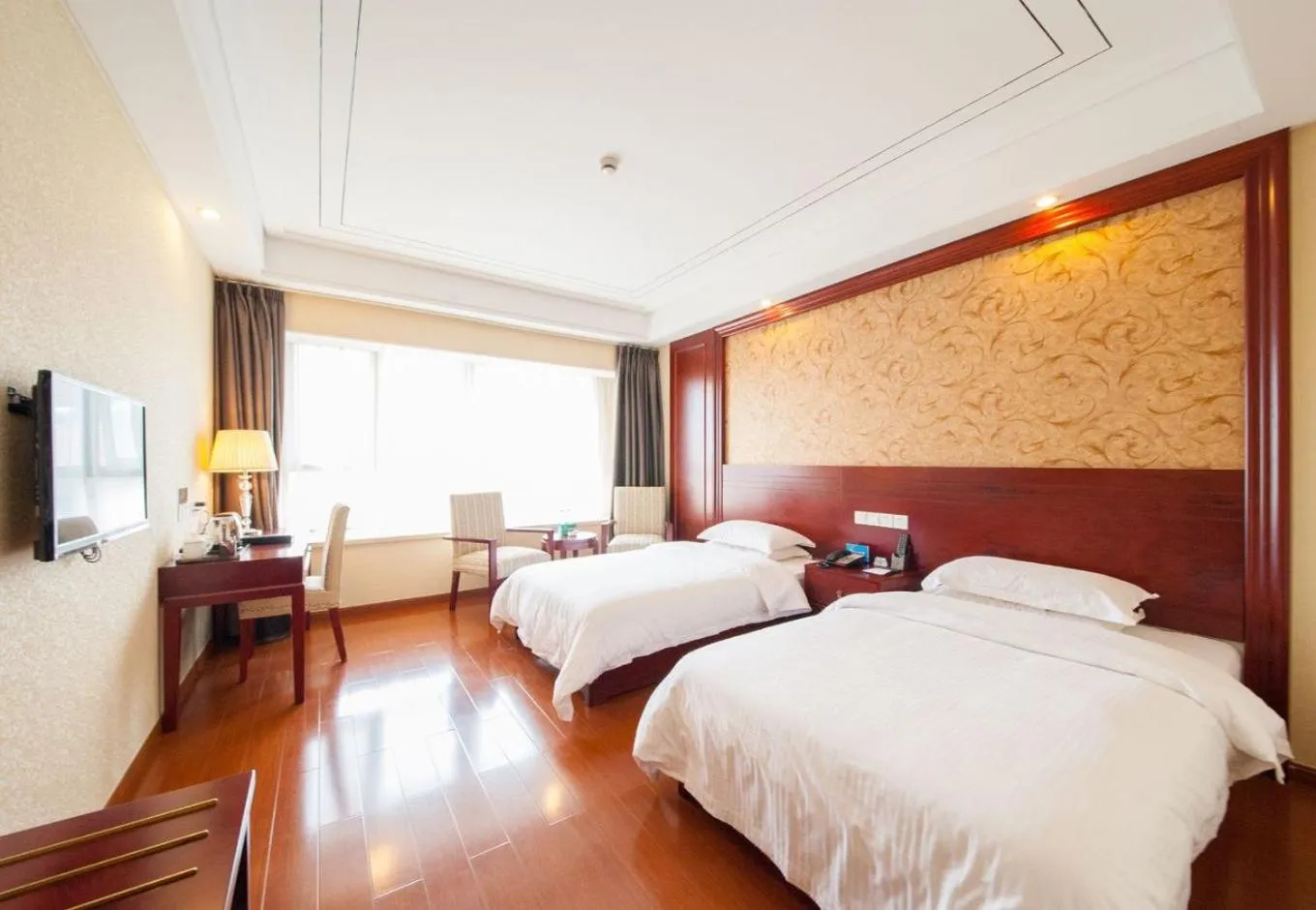 Bed in GreenTree Inn Jiangsu Nantong Haimen Sanchang North Wangjiang Road Business Hotel