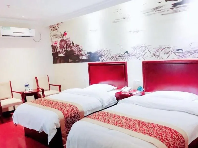 Bed in GreenTree Inn Jiangsu Lianyungang Donghai New Bus Station Express Hotel