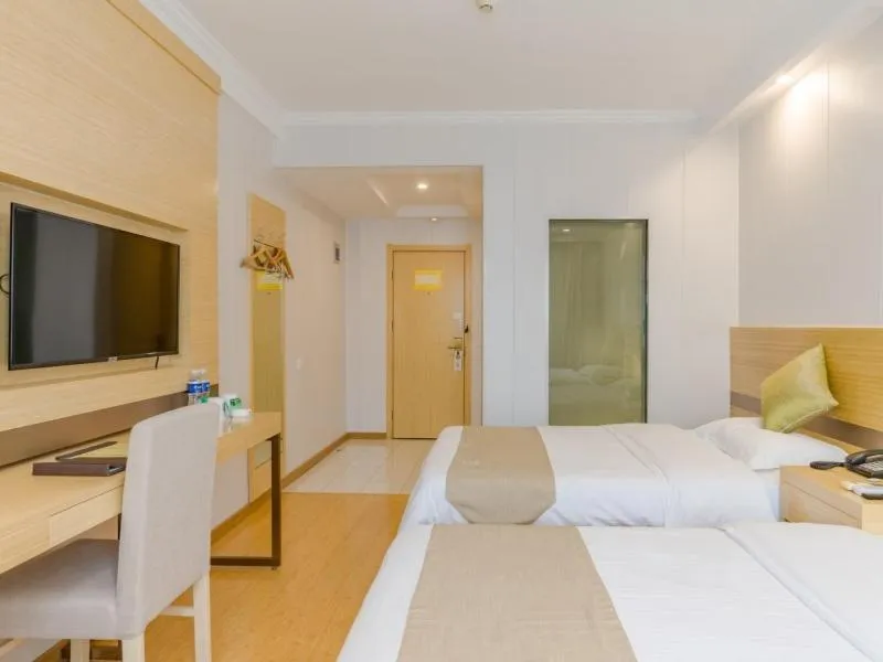 Bed in GreenTree Inn AnHui HeFei High-Speed Railway South Station BaoHe Avenue Government Business Hotel