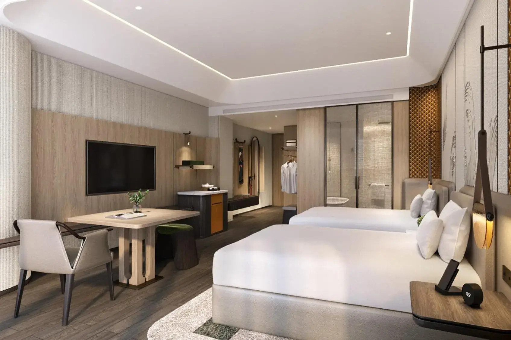 Standard Double Room with Two Double Beds and City View in HUALUXE Zhongshan City Center Standard Double Room with Two Double Beds and City View in HUALUXE Zhongshan City Center