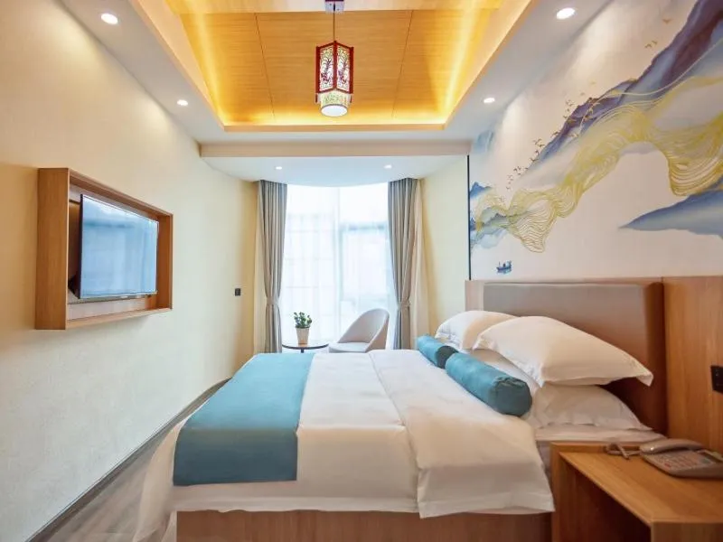 Bed in GreenTree Inn Huangshan TangKou Beauty Spot South Gate Transfer Center Business Hotel