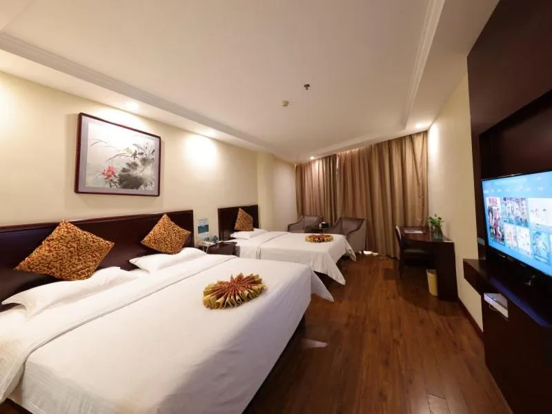 Bed in GreenTree Inn JiangSu HuaiAn University Town Science and Technology Avenue Business Hotel