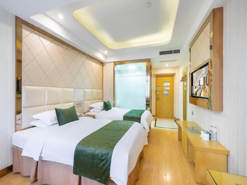 Bed in GreenTree Inn Zhejiang Jinhua Yiwu International Trade City Changchun Street Shell Hotel