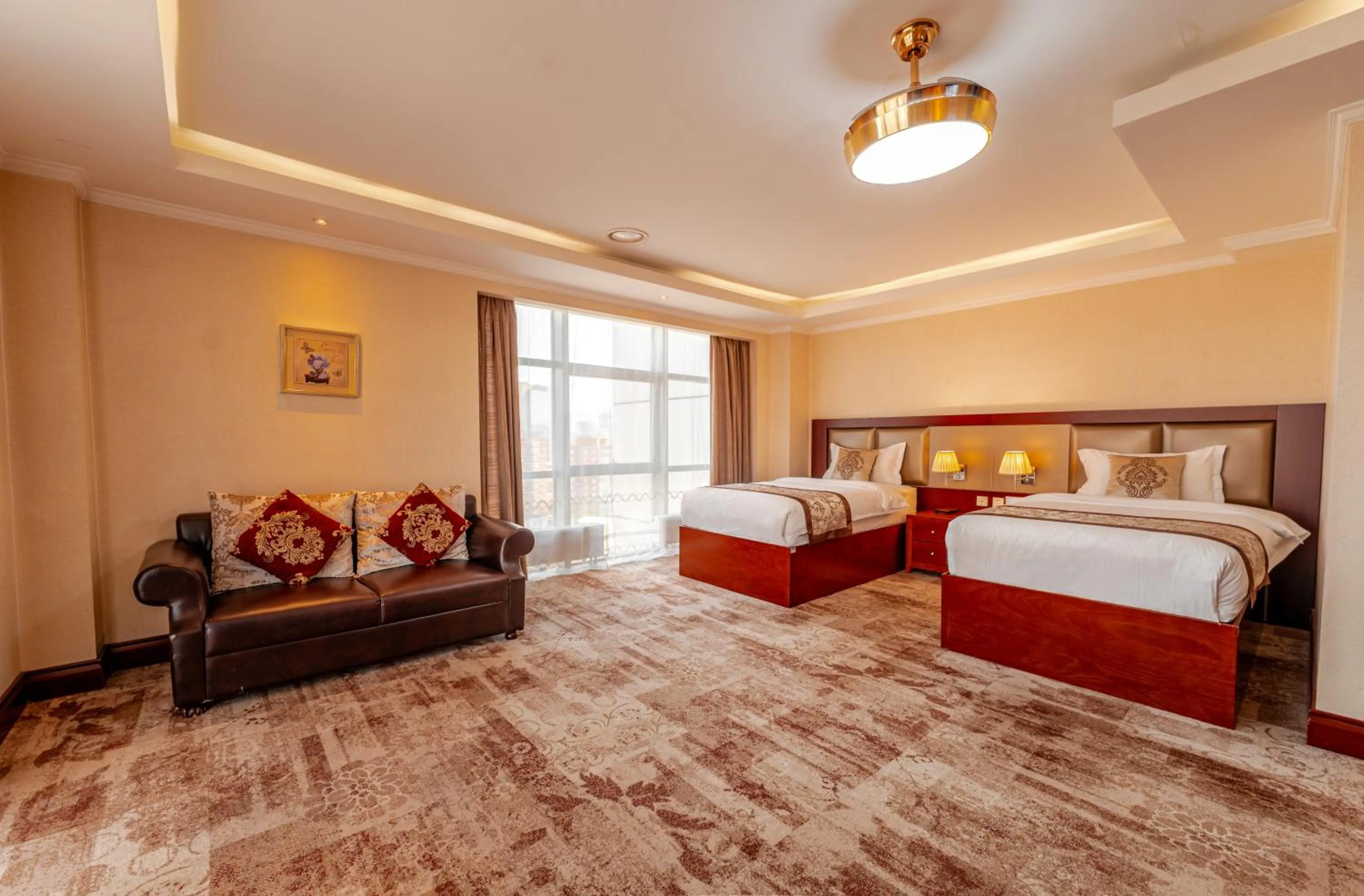 Seating area, Bed in Premium Hotel Ulaanbaatar