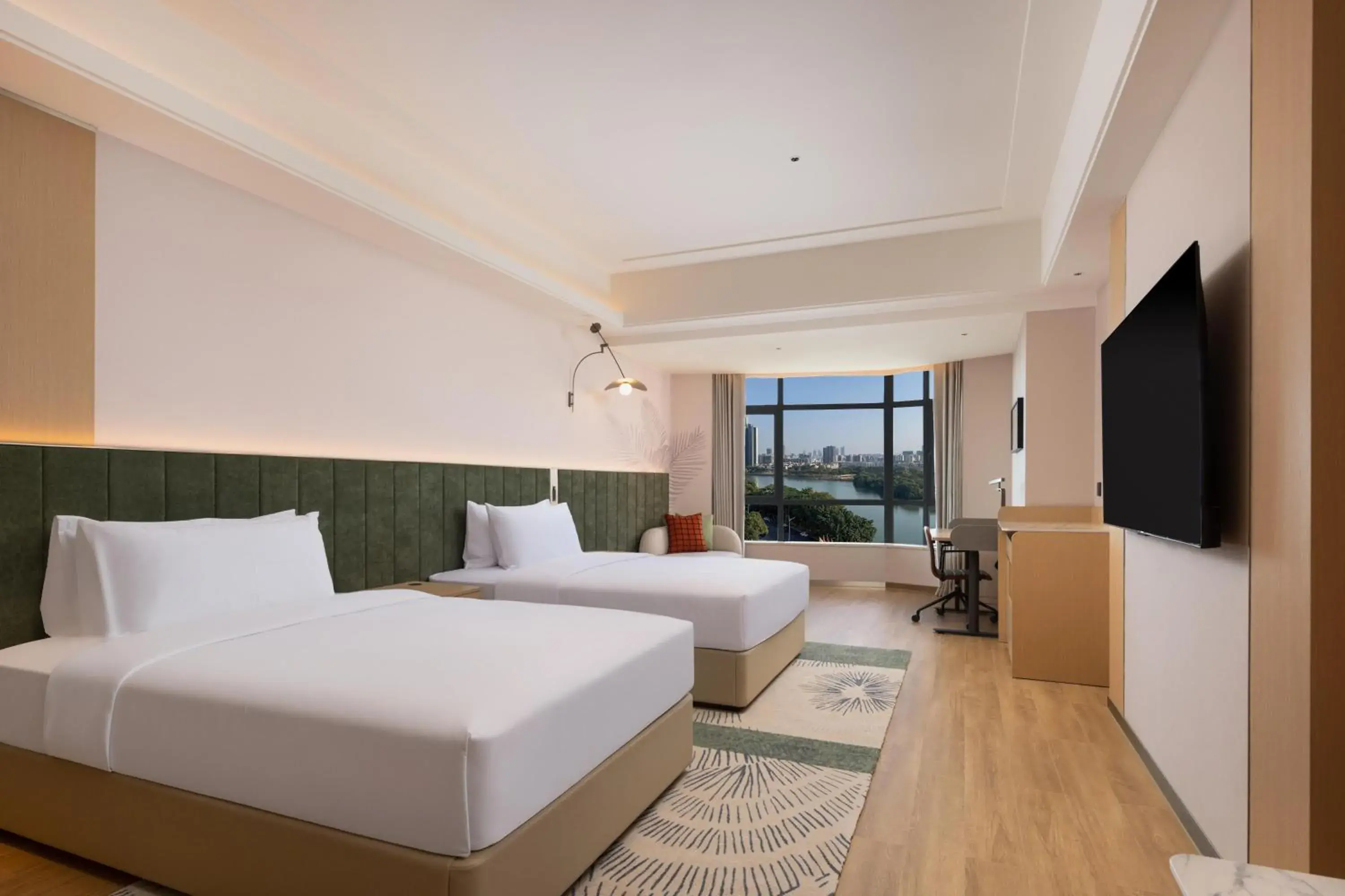 Deluxe Twin Room with River View in Hilton Garden Inn Dongguan Wanjiang Jiangjing Road Deluxe Twin Room with River View in Hilton Garden Inn Dongguan Wanjiang Jiangjing Road