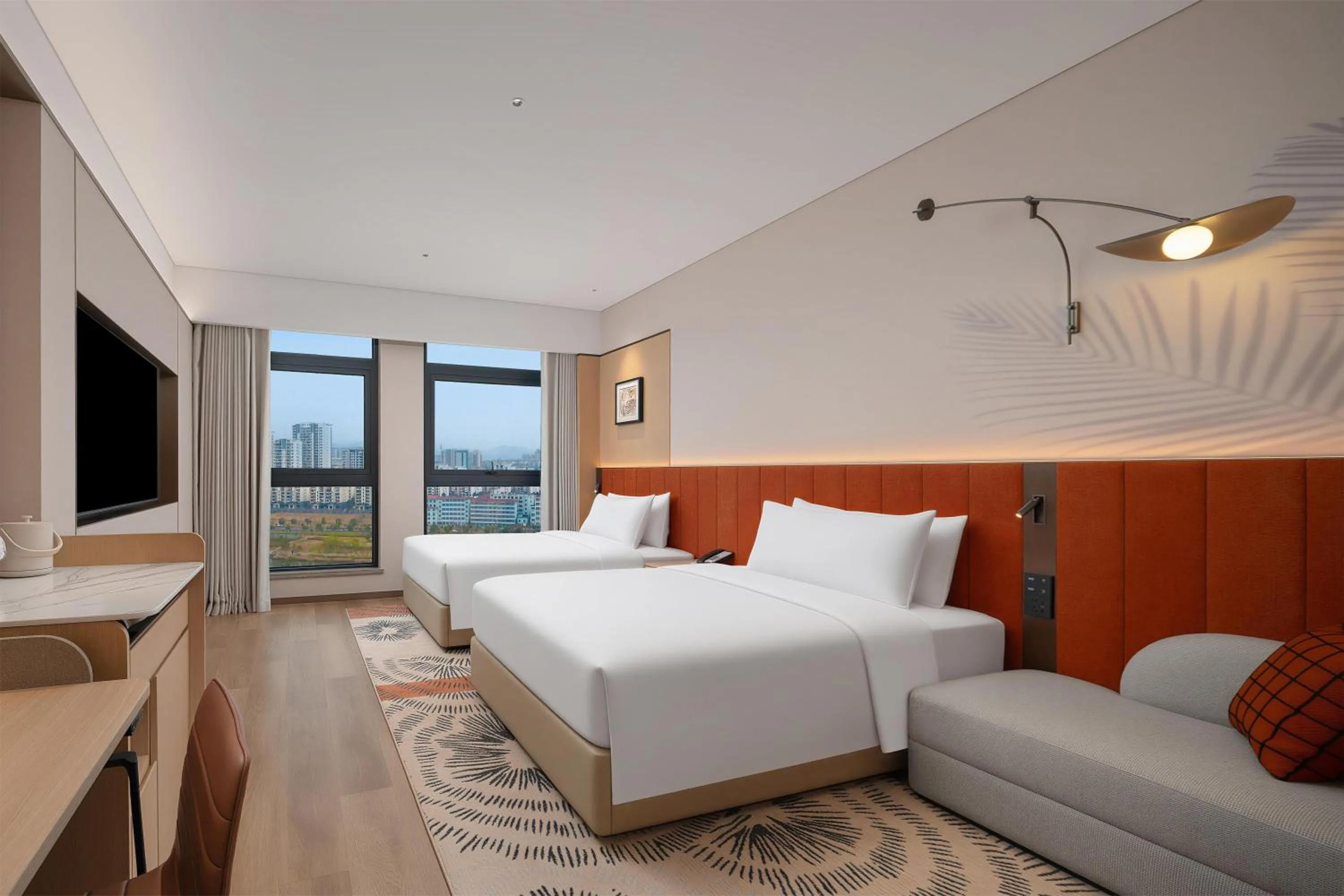 Twin Guest Room with Lake View in Hilton Garden Inn Ningguo Chengxi Lake