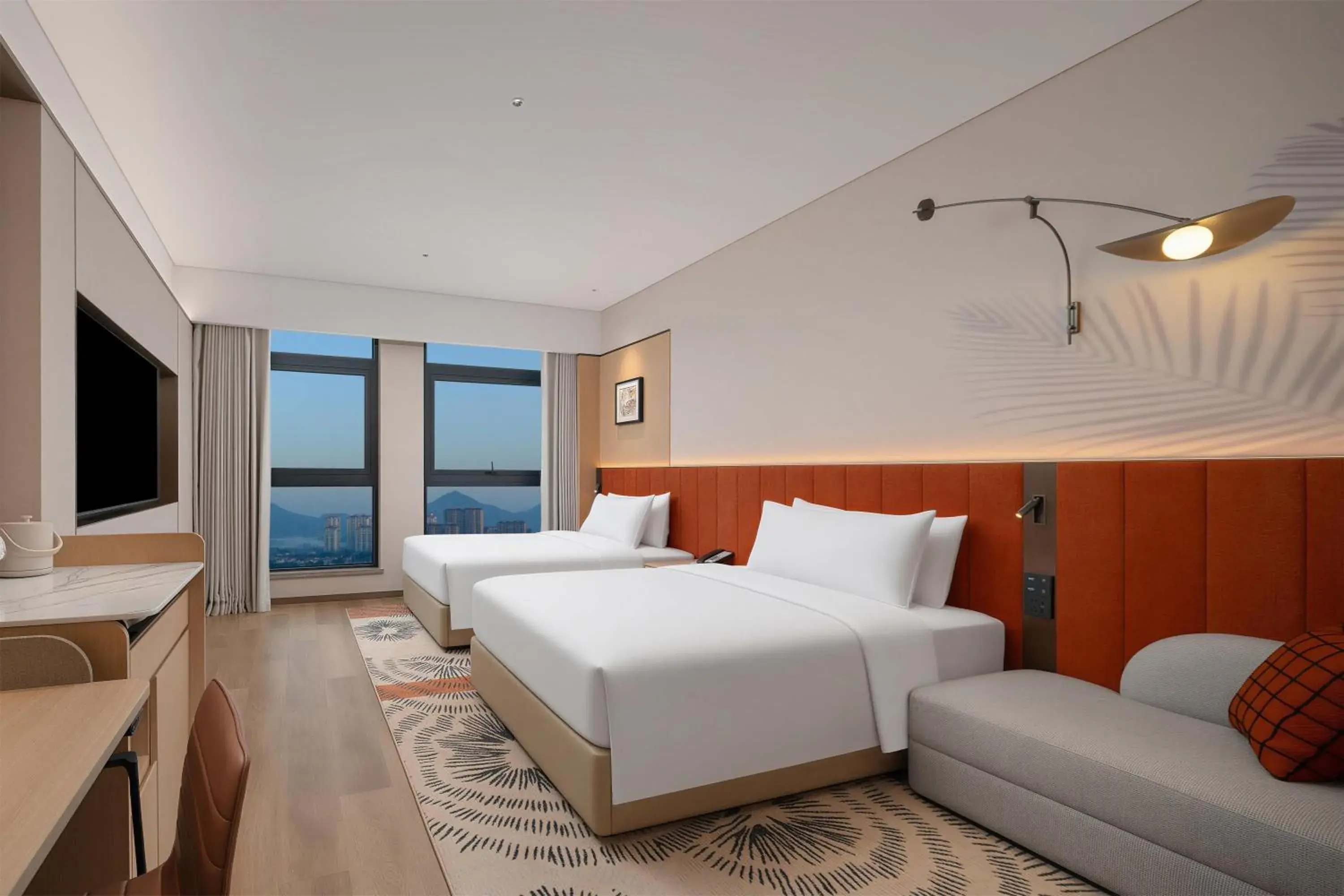 Twin Guest Room in Hilton Garden Inn Ningguo Chengxi Lake Twin Guest Room in Hilton Garden Inn Ningguo Chengxi Lake