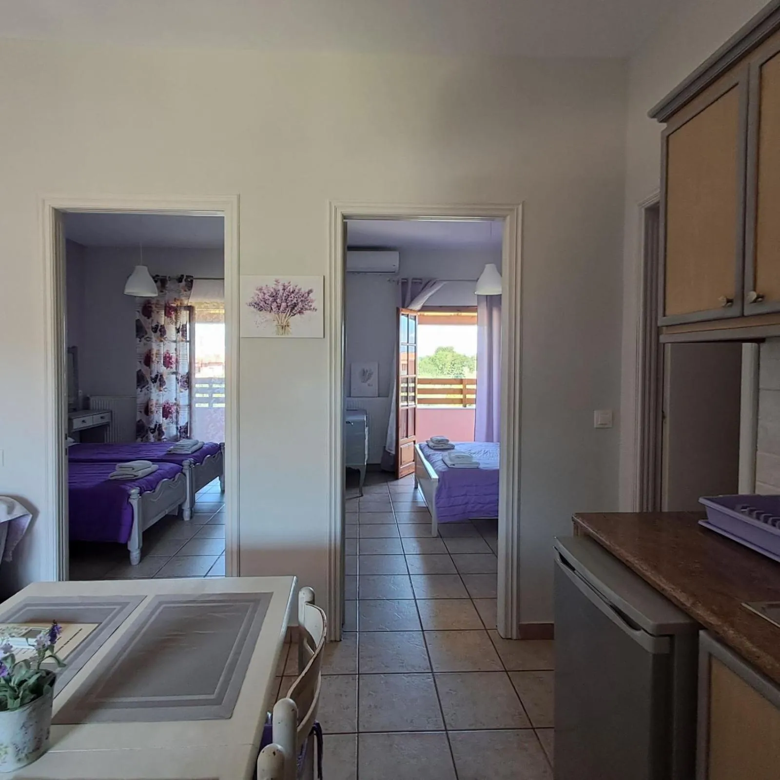 kitchen, Bed in Olga's Garden Apartments
