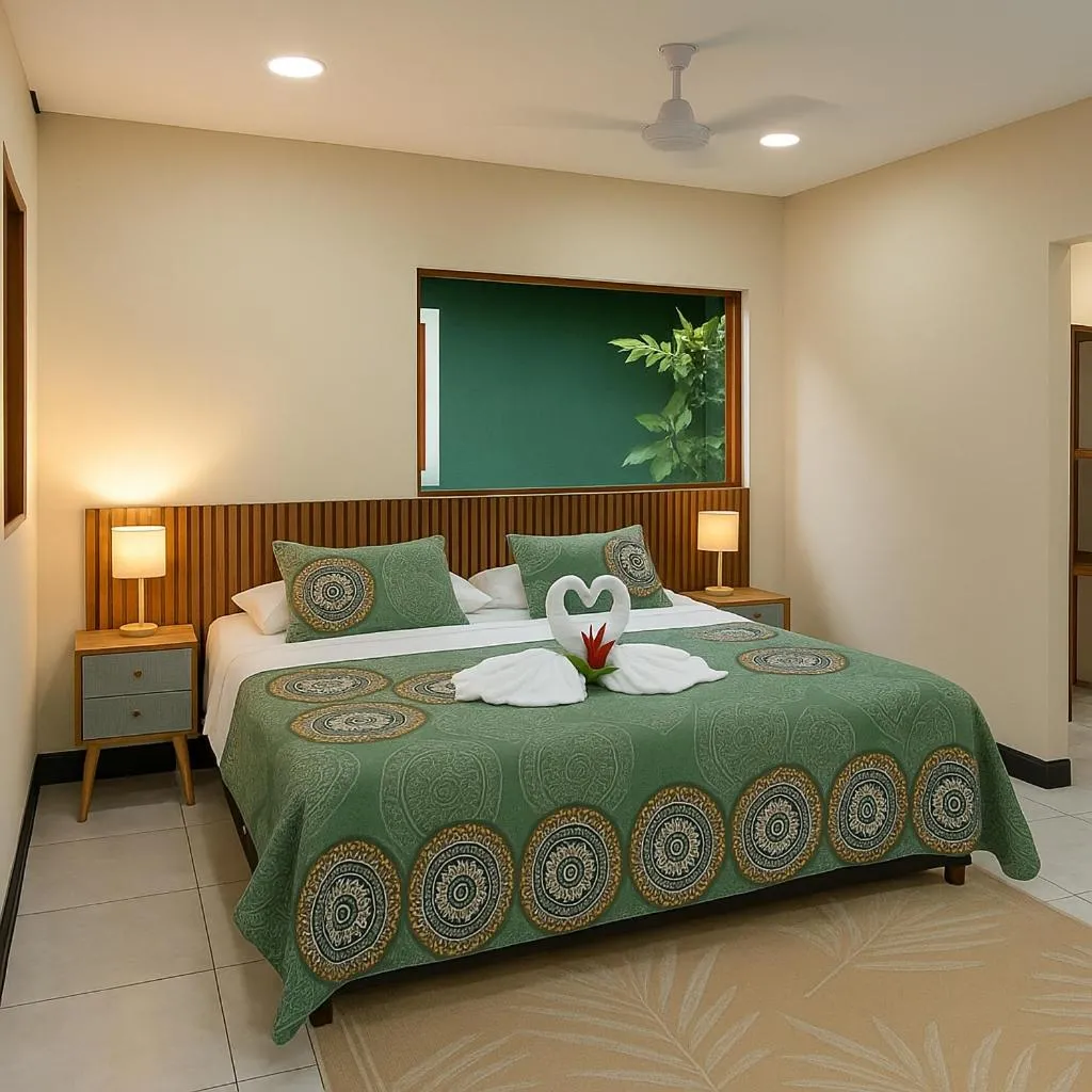 Bedroom, Bed in The Green Jungle & Tree House Caribe