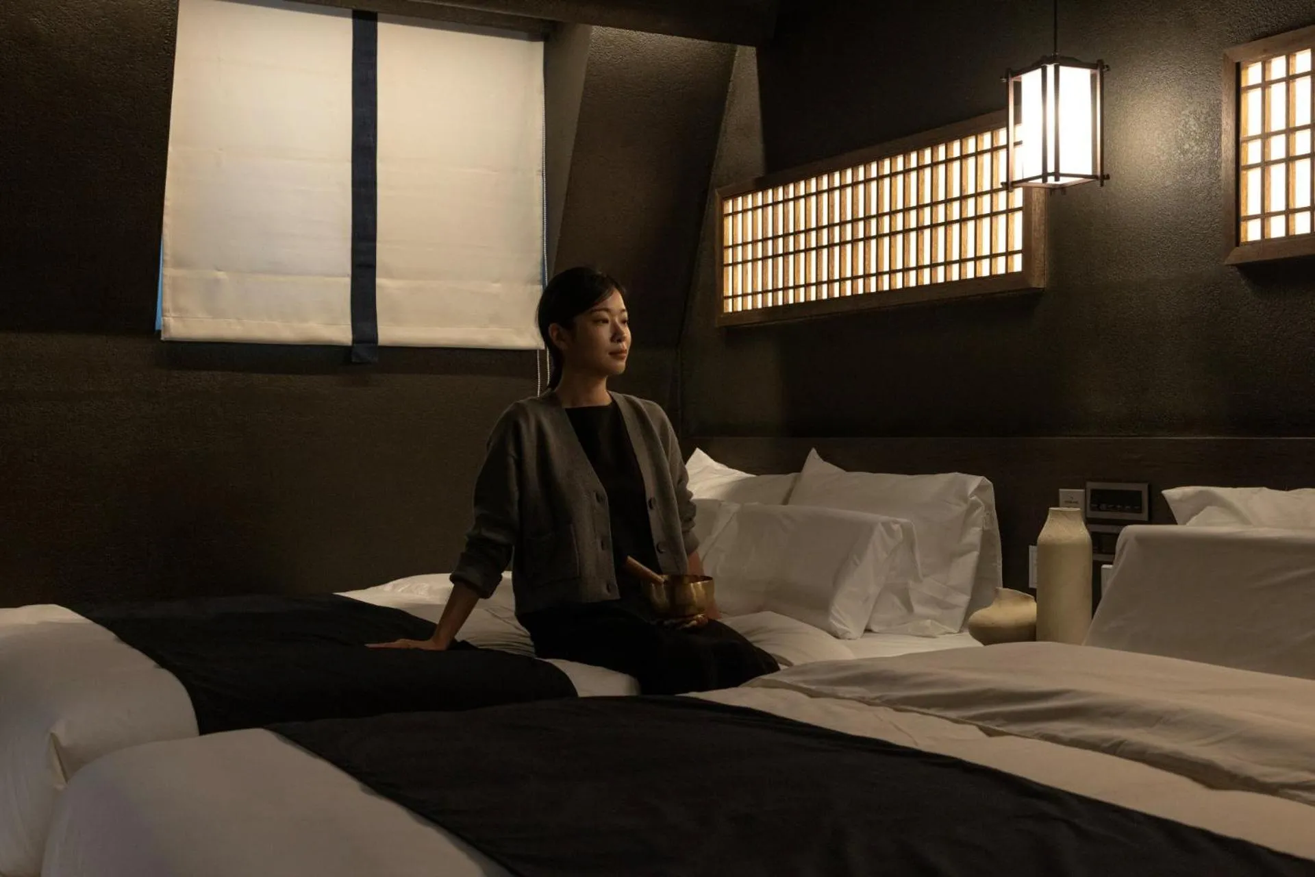 Decorative detail, Bed in Cave Ryokan Hotel by Anook Cheonan Terminal