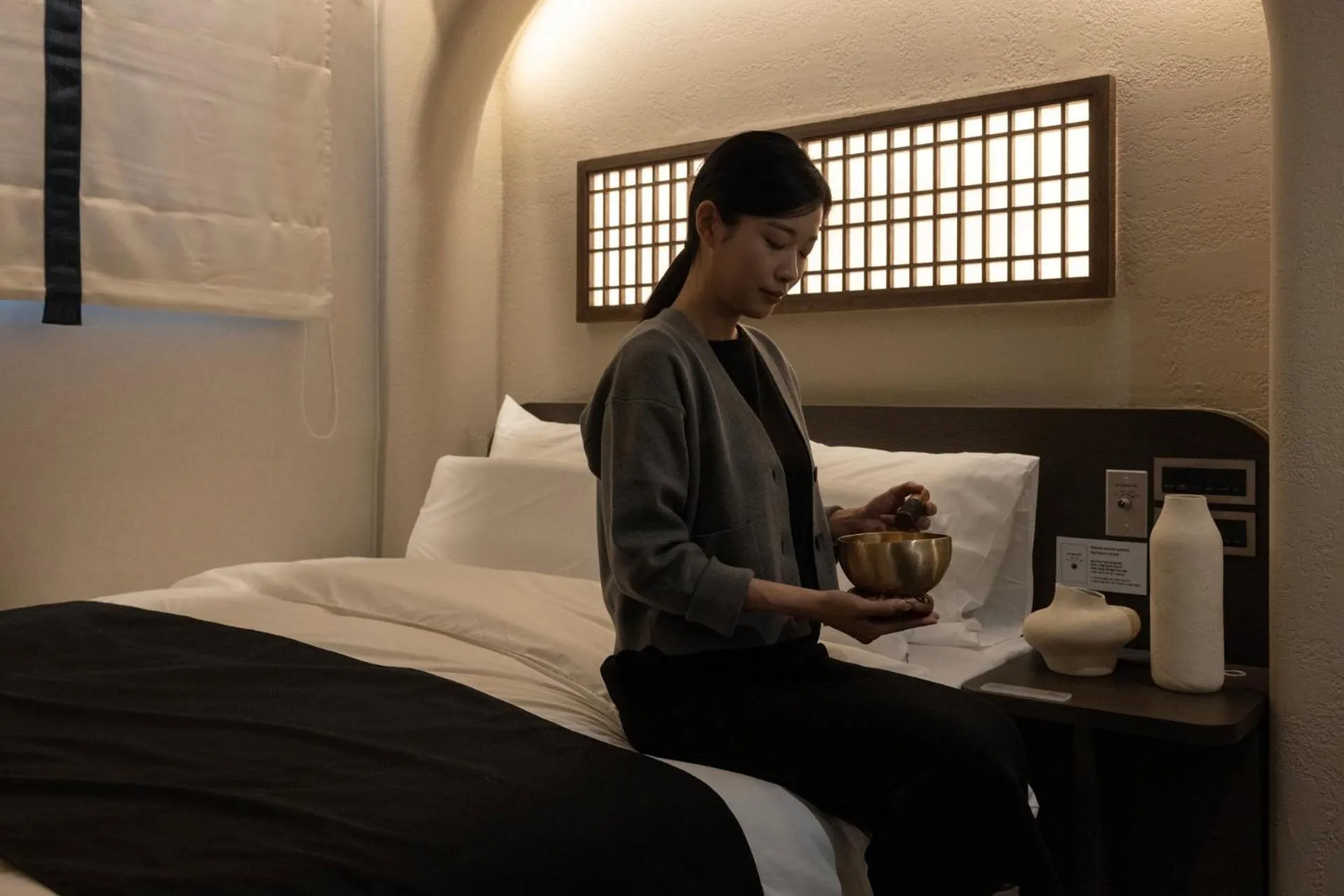 Decorative detail, Bed in Cave Ryokan Hotel by Anook Cheonan Terminal