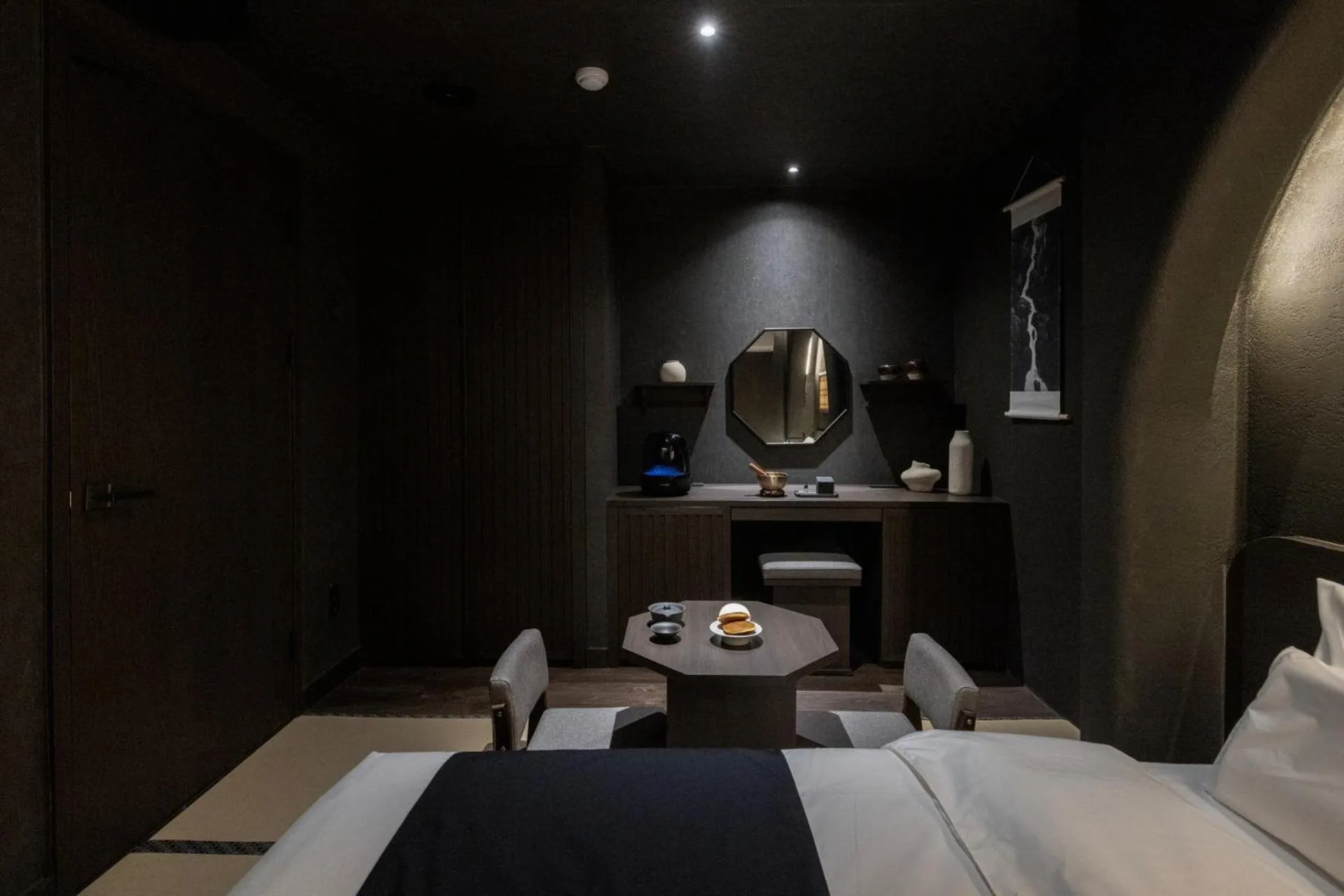 Decorative detail, Bed in Cave Ryokan Hotel by Anook Cheonan Terminal