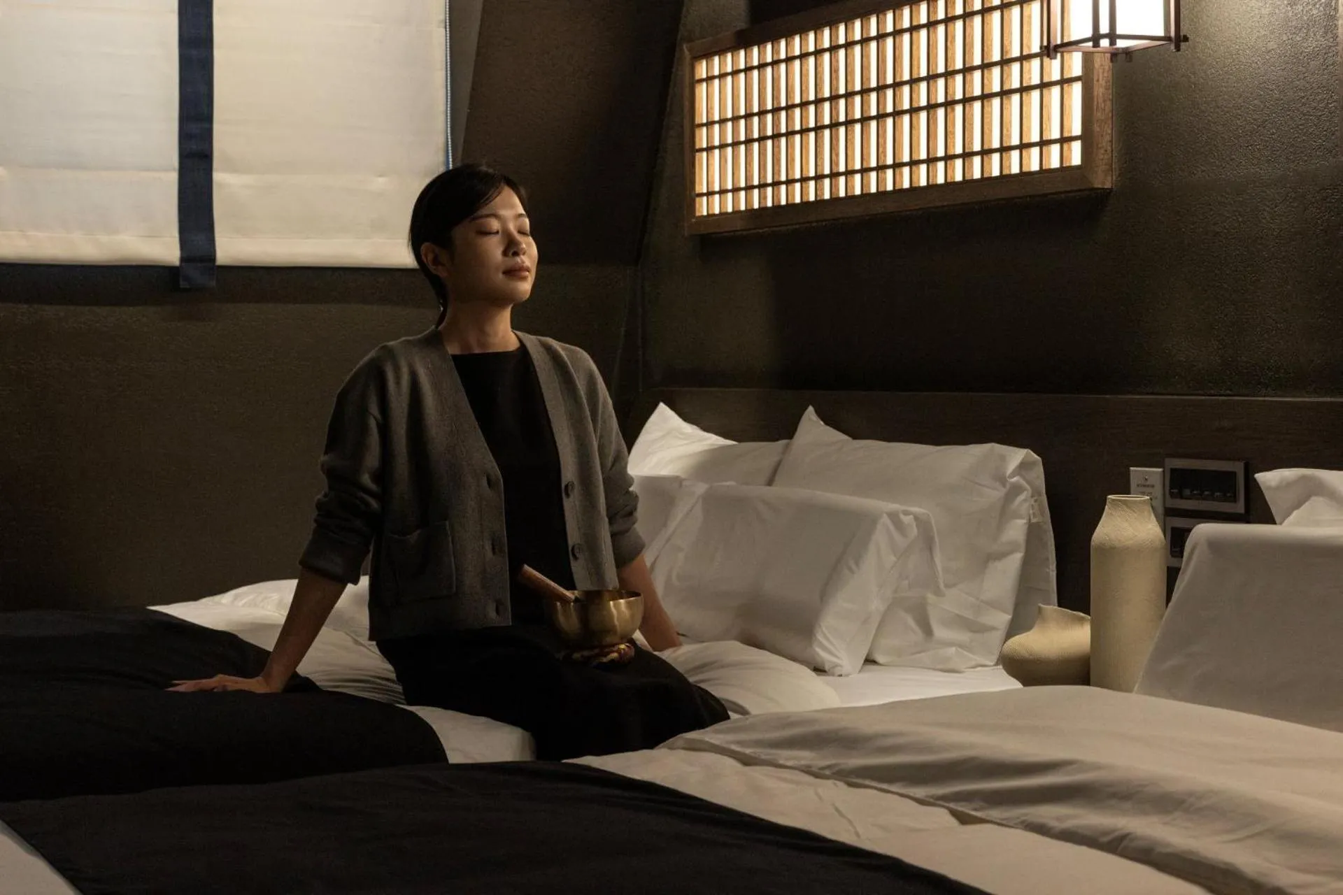 Decorative detail, Bed in Cave Ryokan Hotel by Anook Cheonan Terminal