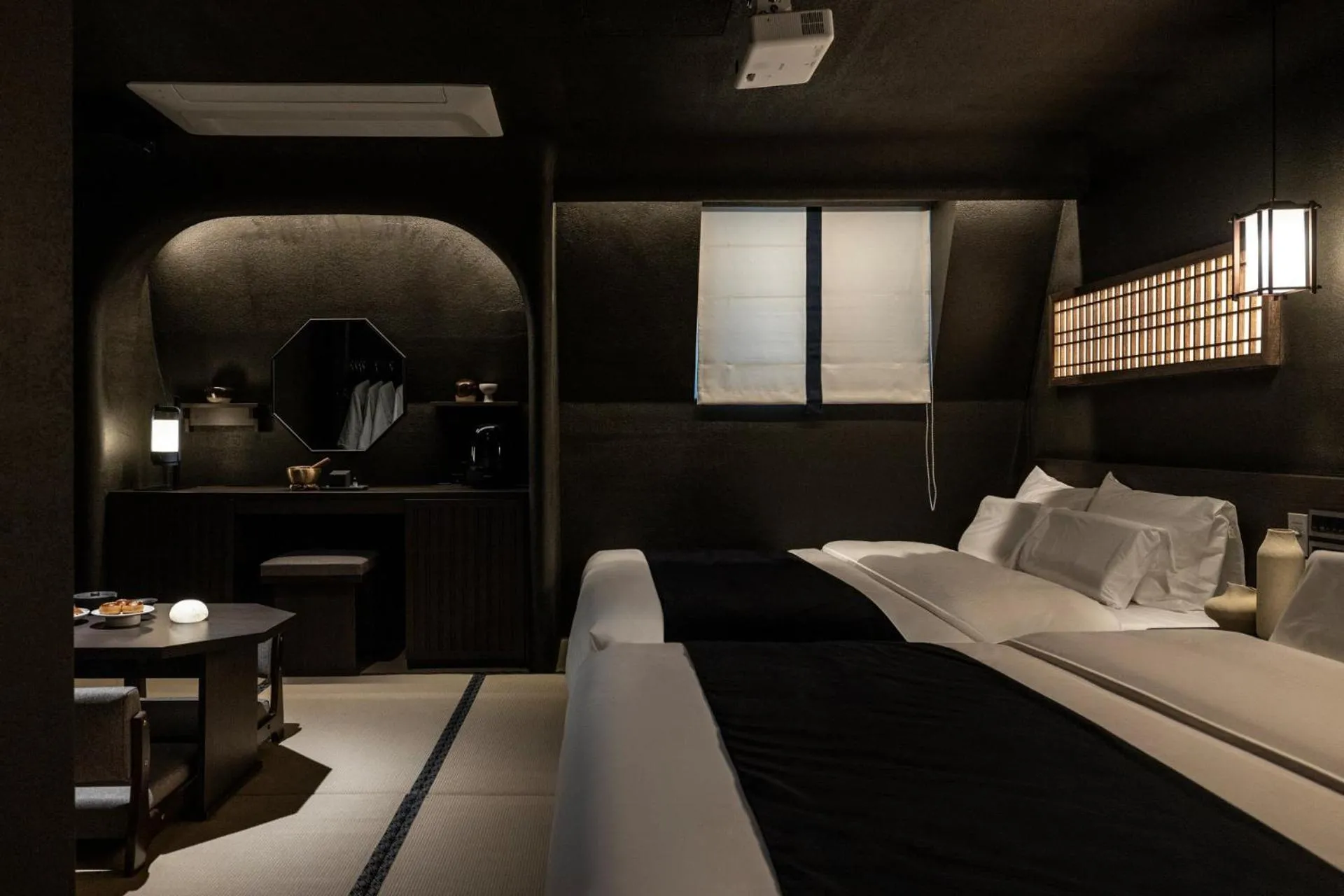 Decorative detail, Bed in Cave Ryokan Hotel by Anook Cheonan Terminal