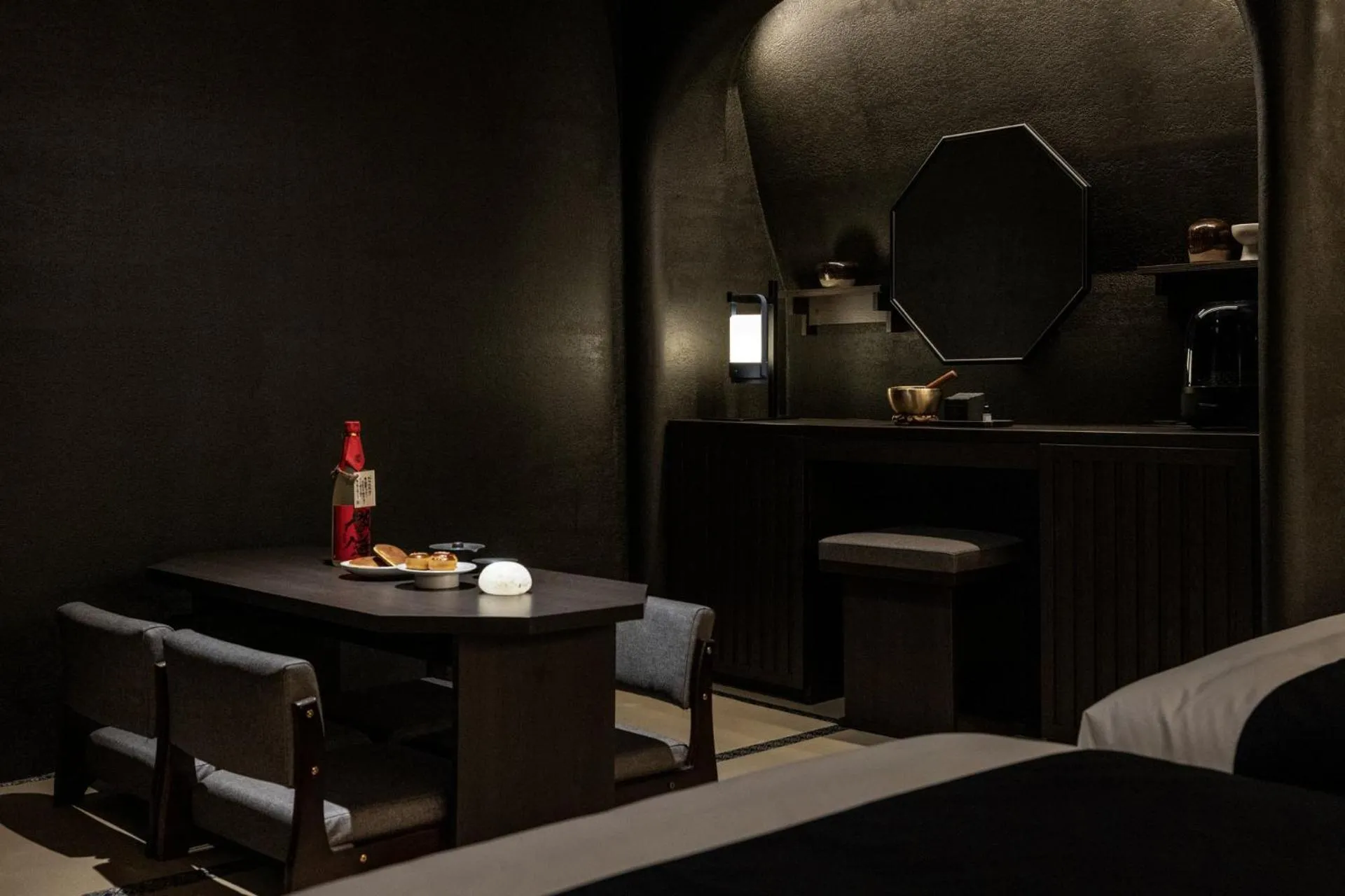Decorative detail, Bed in Cave Ryokan Hotel by Anook Cheonan Terminal