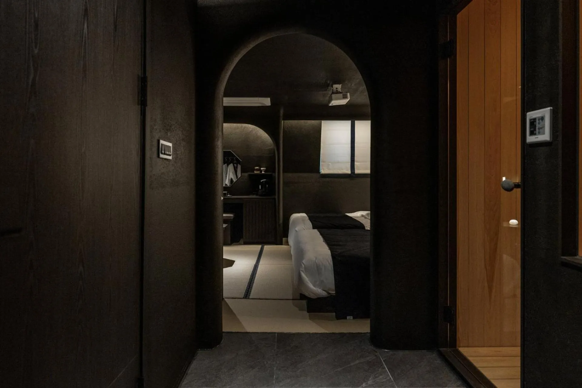 Decorative detail, Bed in Cave Ryokan Hotel by Anook Cheonan Terminal