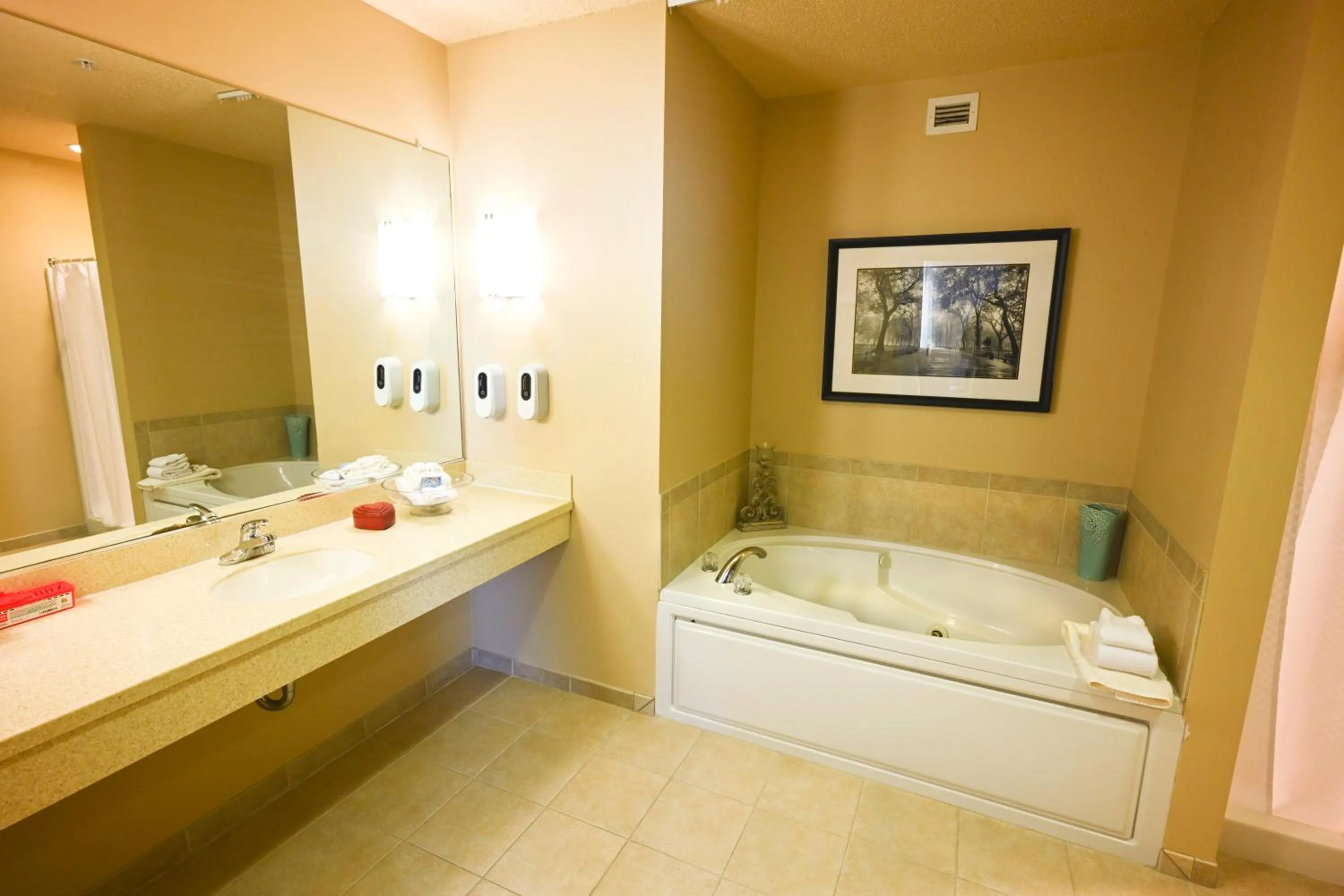 Bathroom, Bed in Wild Rose Casino & Hotel Emmetsburg