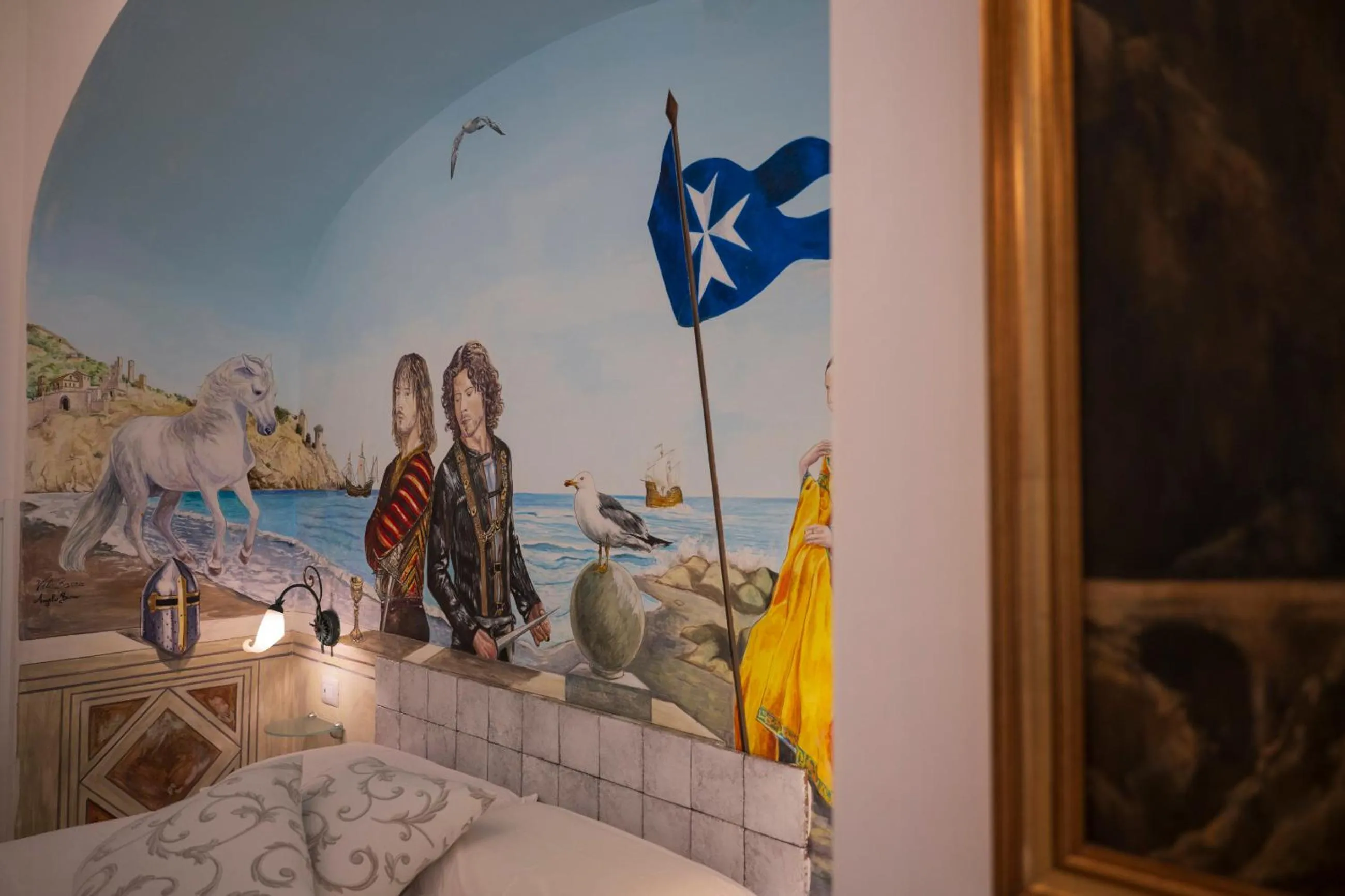 Decorative detail, Bed in Hotel Antica Repubblica in Amalfi center at 100mt from the sea