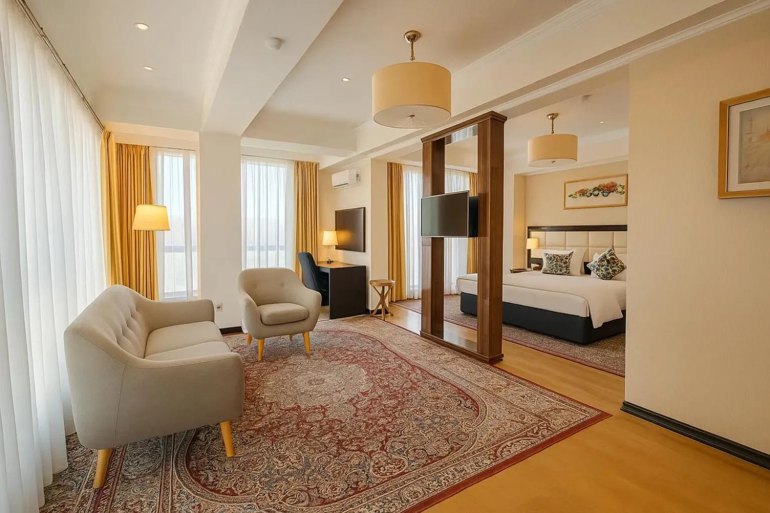 Living room, Bed in Hotel Atlas