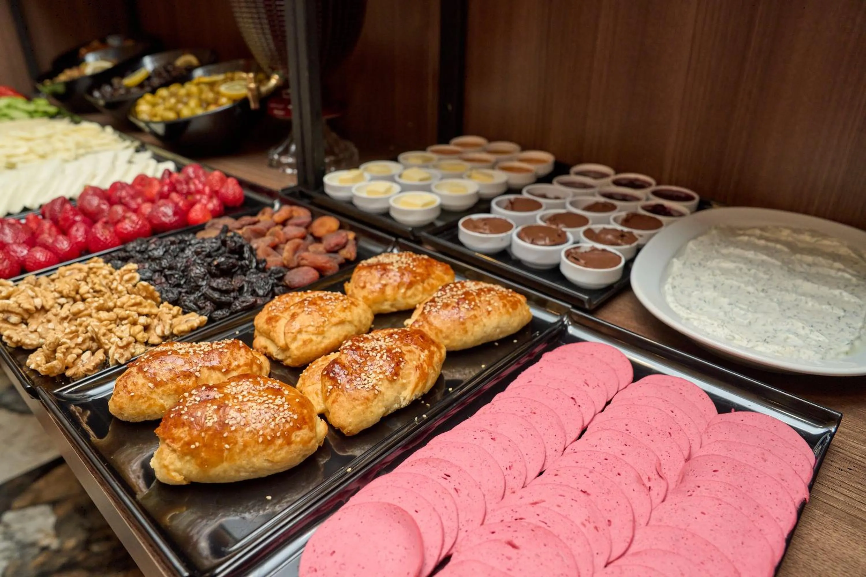 Buffet breakfast in Bonne Sante Hotel