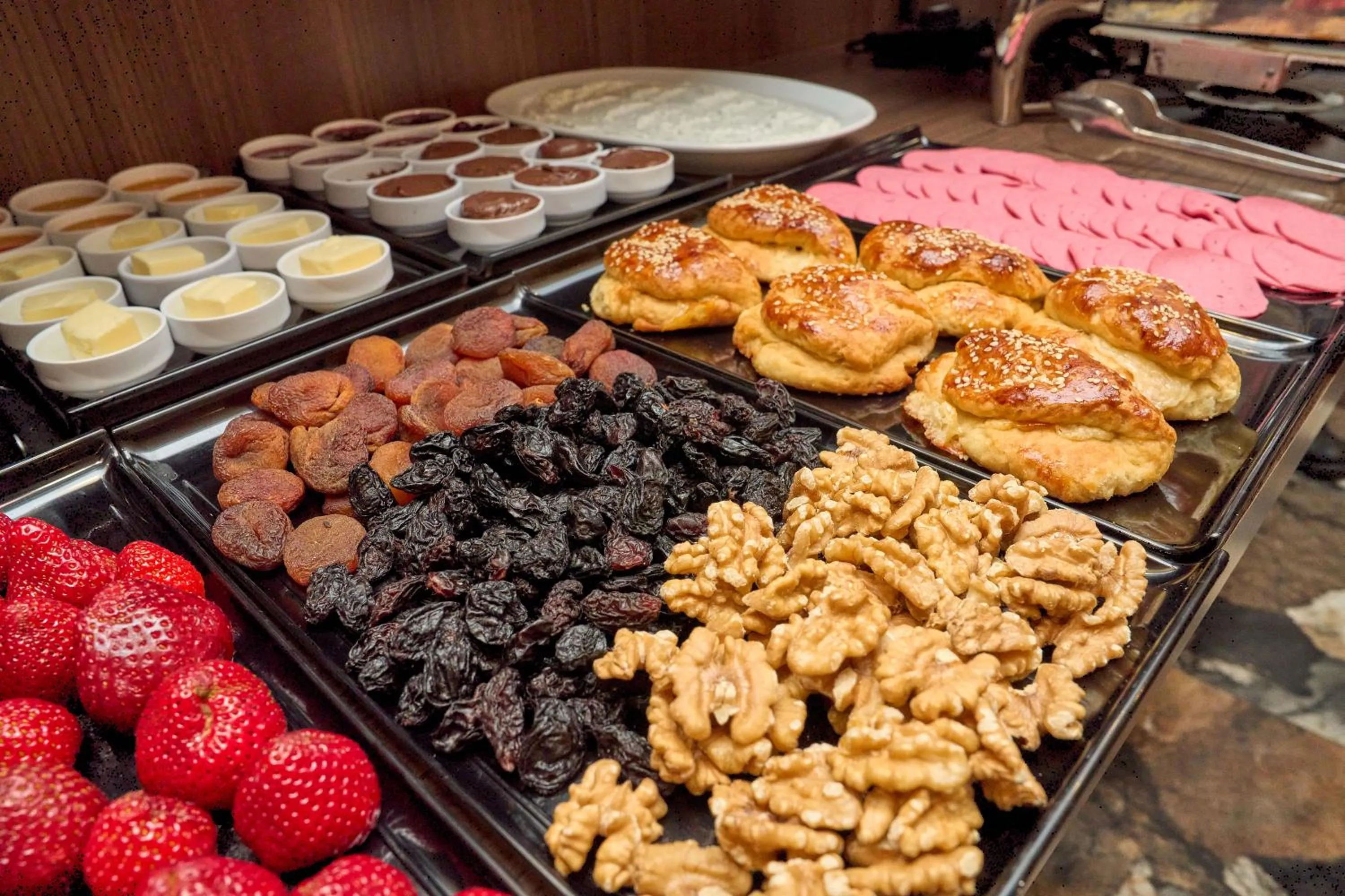 Buffet breakfast in Bonne Sante Hotel