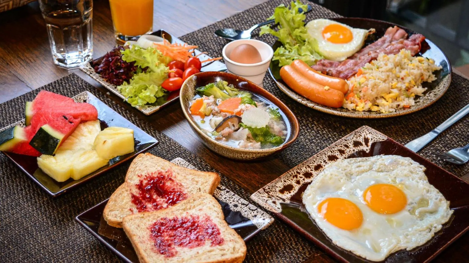 Asian breakfast in Rain Tree Khao Yai Hotel