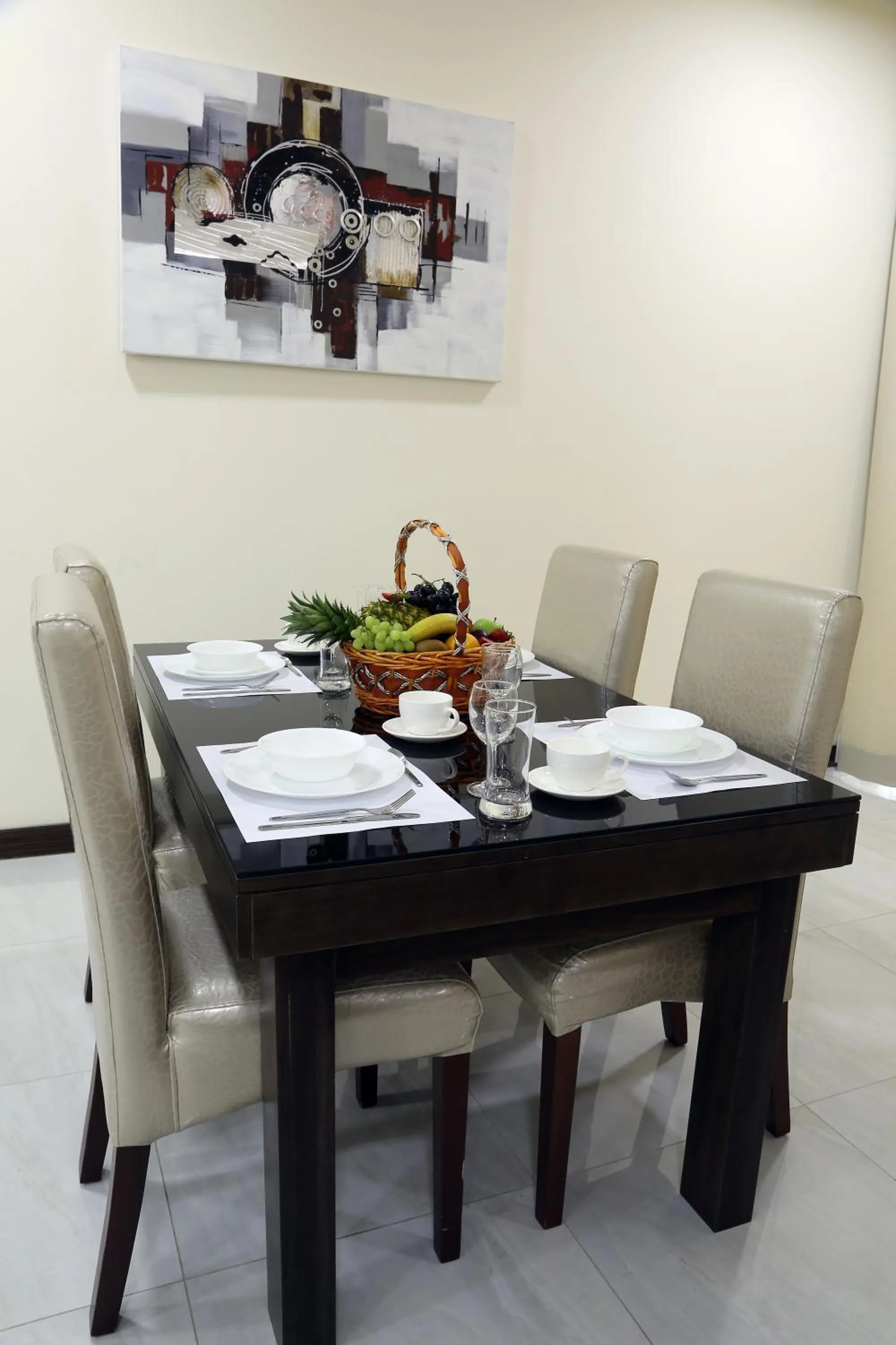 Dining area in Belle Tower Apartments