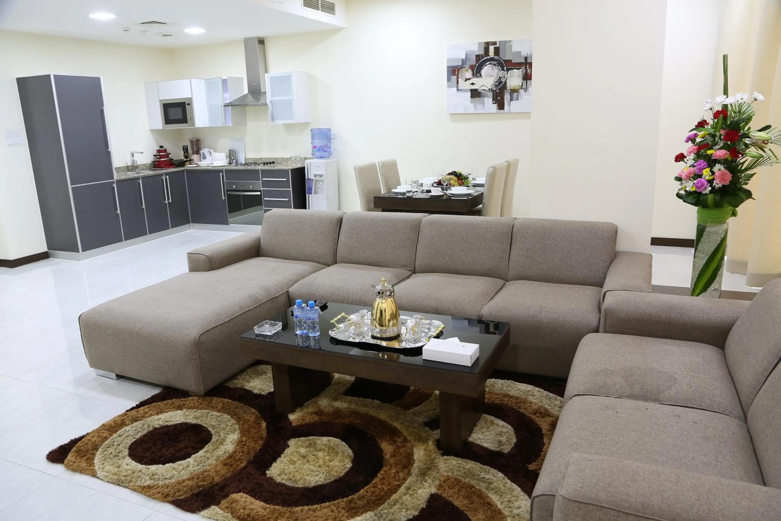 Living room in Belle Tower Apartments