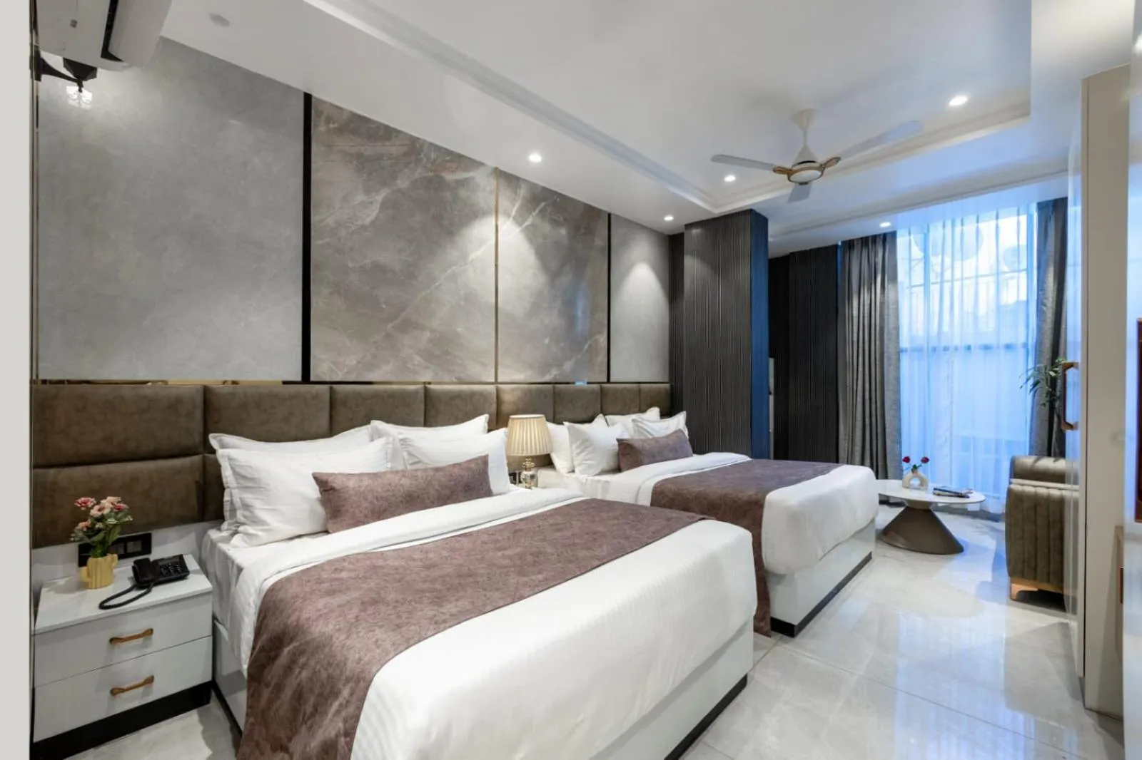 Photo of the whole room, Bed in Hotel Aroma Suites Delhi Airport