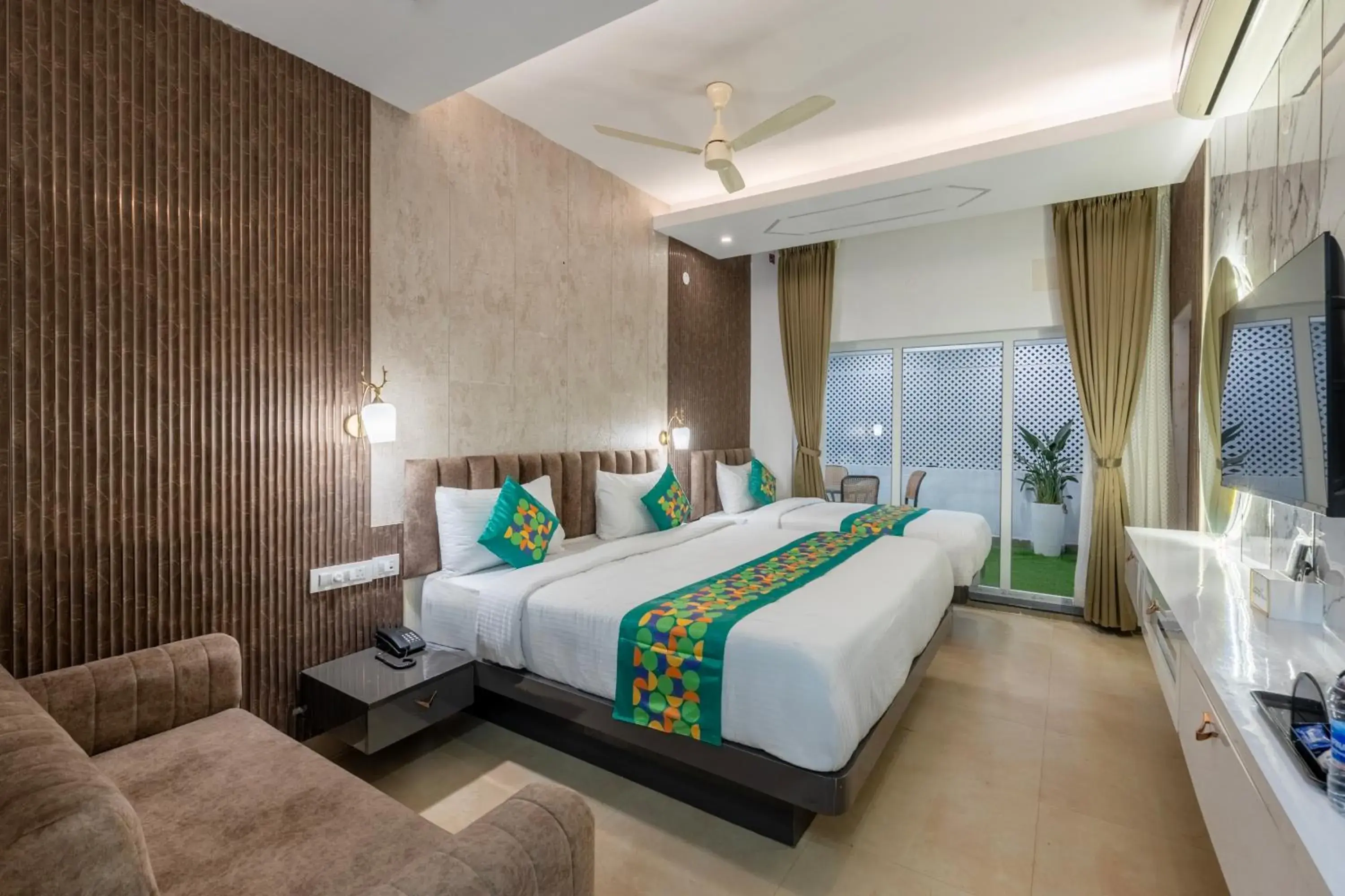 Bedroom, Bed in Treebo Premium Emerald Dove Bedroom, Bed in Treebo Premium Emerald Dove