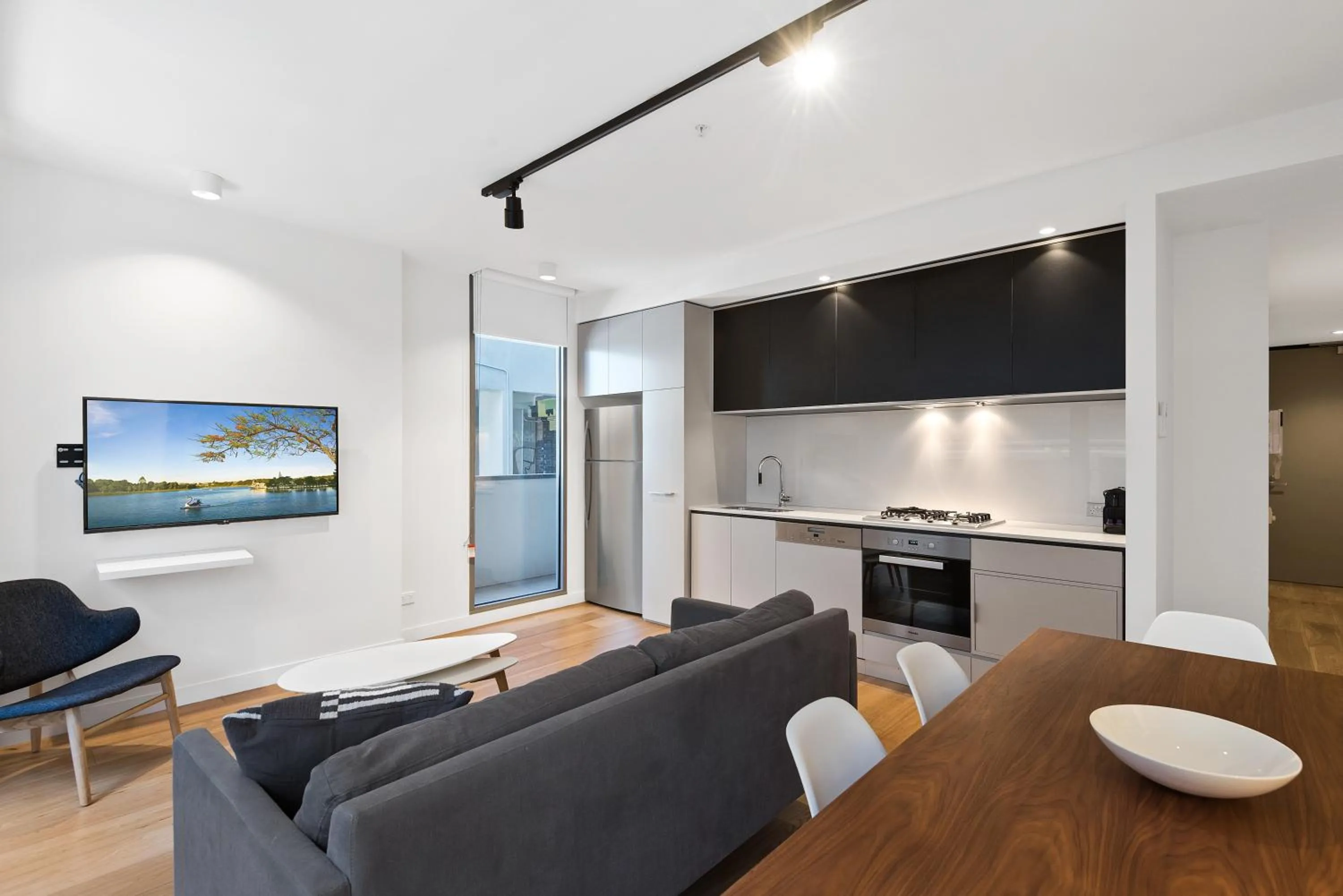 Kitchen or kitchenette in District Apartments Fitzroy