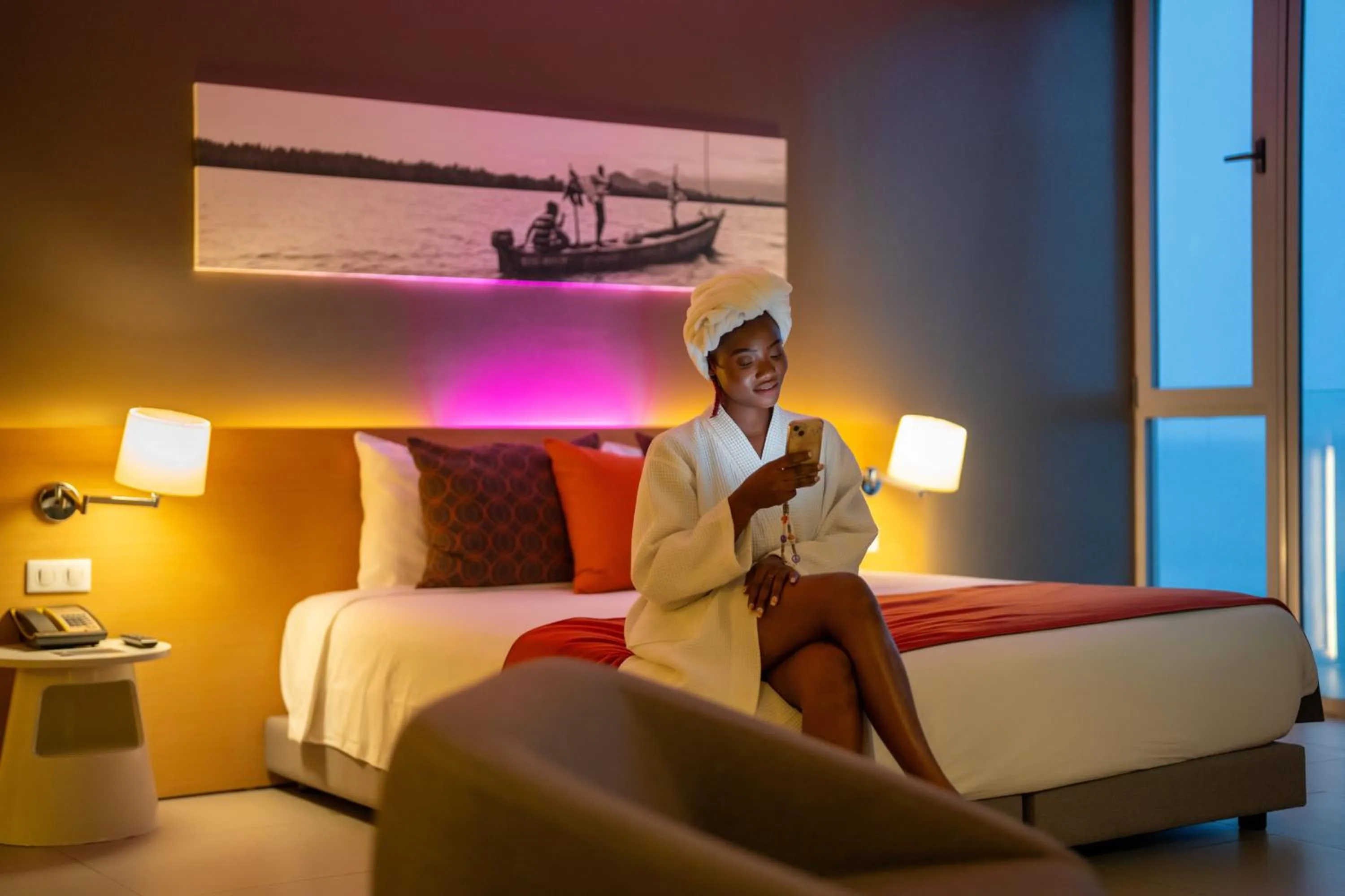 Sea view, Bed in Noom Hotel Conakry