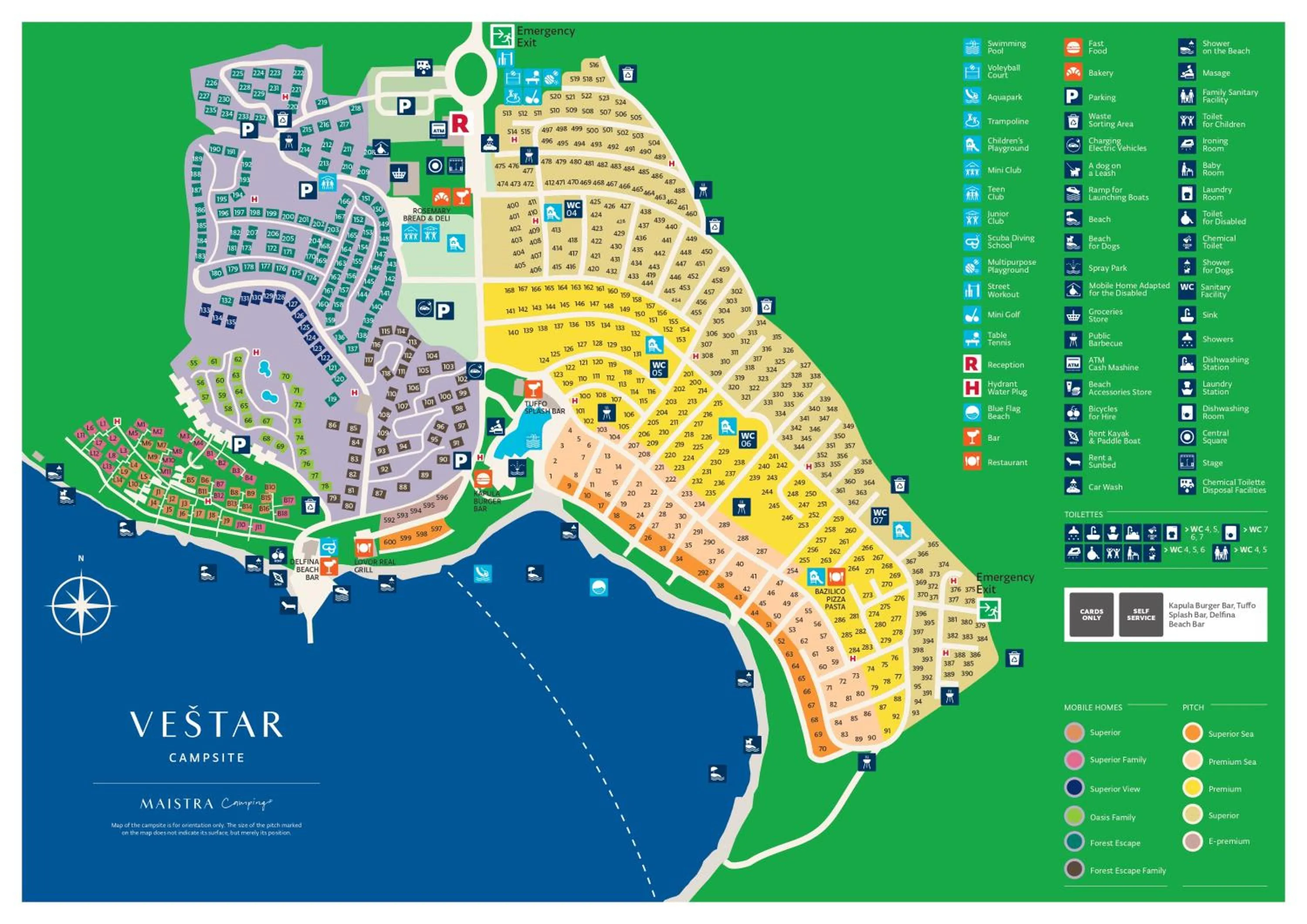 Area and facilities in Maistra Camping Veštar Mobile homes