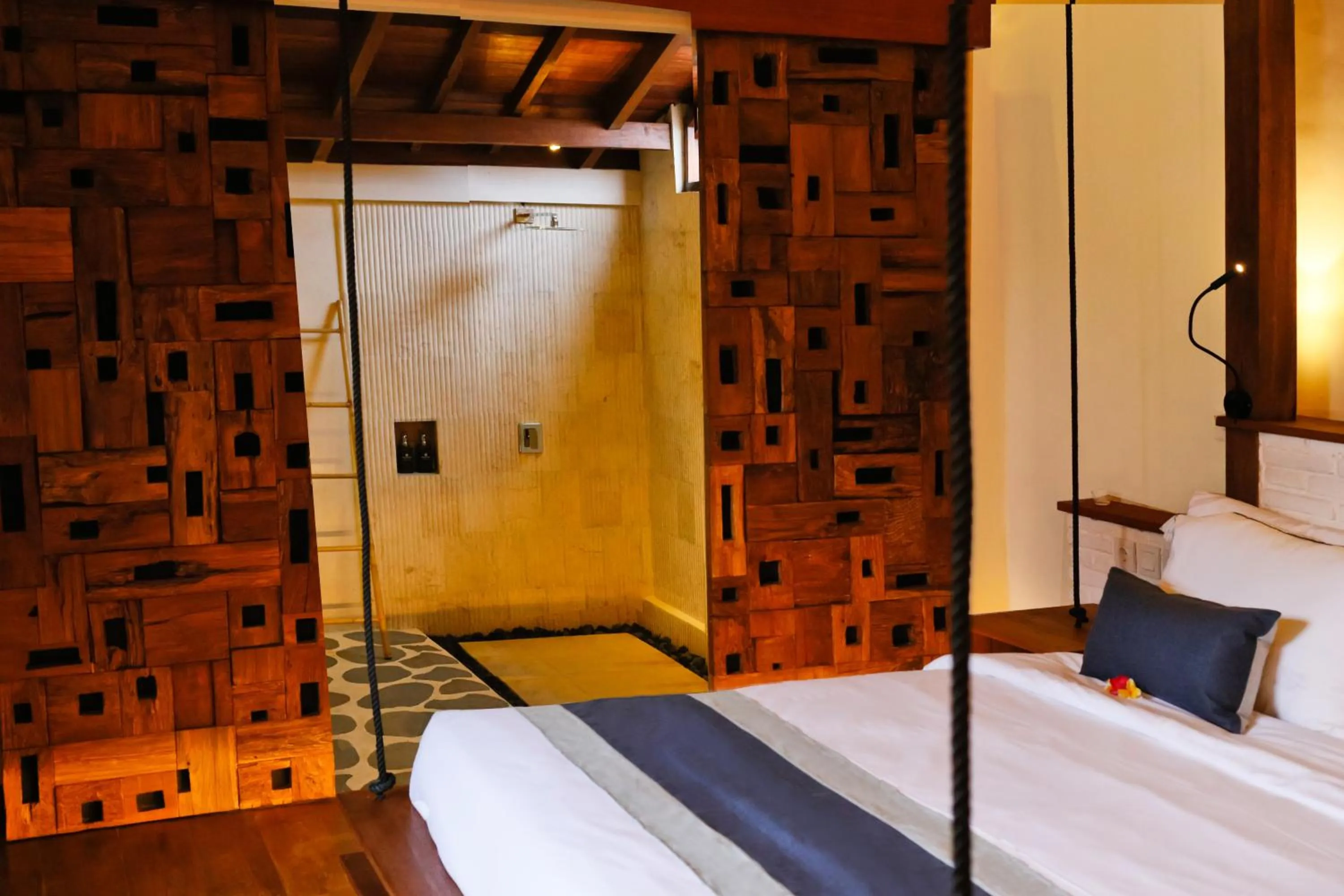 Bathroom, Bed in Kaleydo Villas