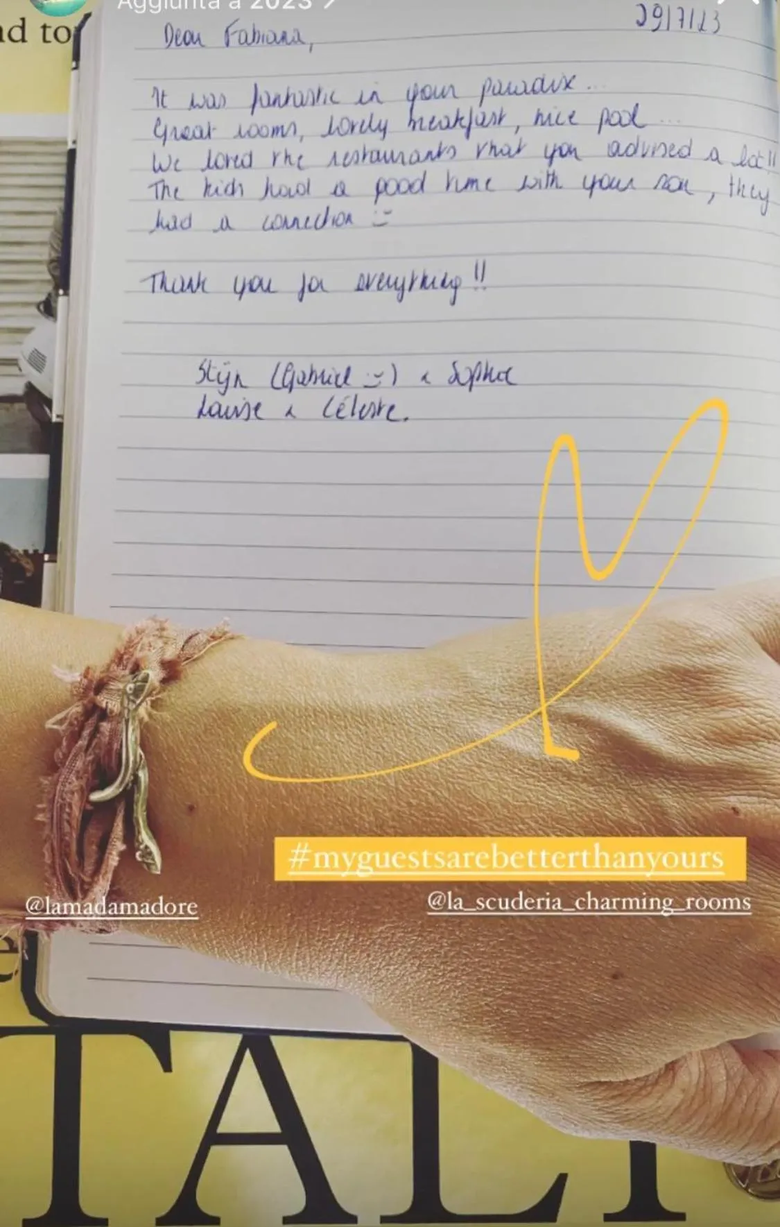 Guests in La Scuderia Charming Rooms b&b