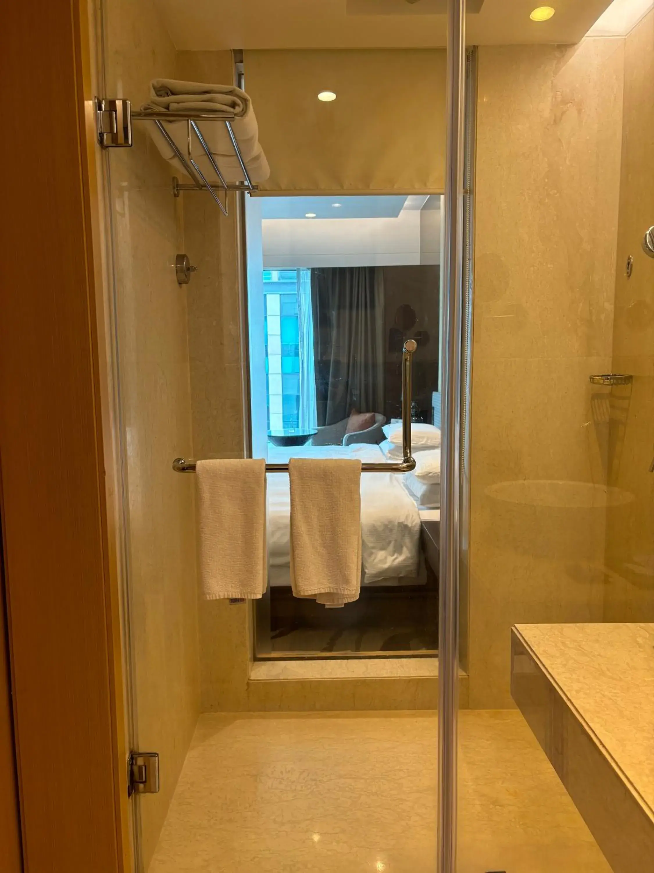 Shower, Bed in Pride Plaza Hotel, Aerocity New Delhi Shower, Bed in Pride Plaza Hotel, Aerocity New Delhi