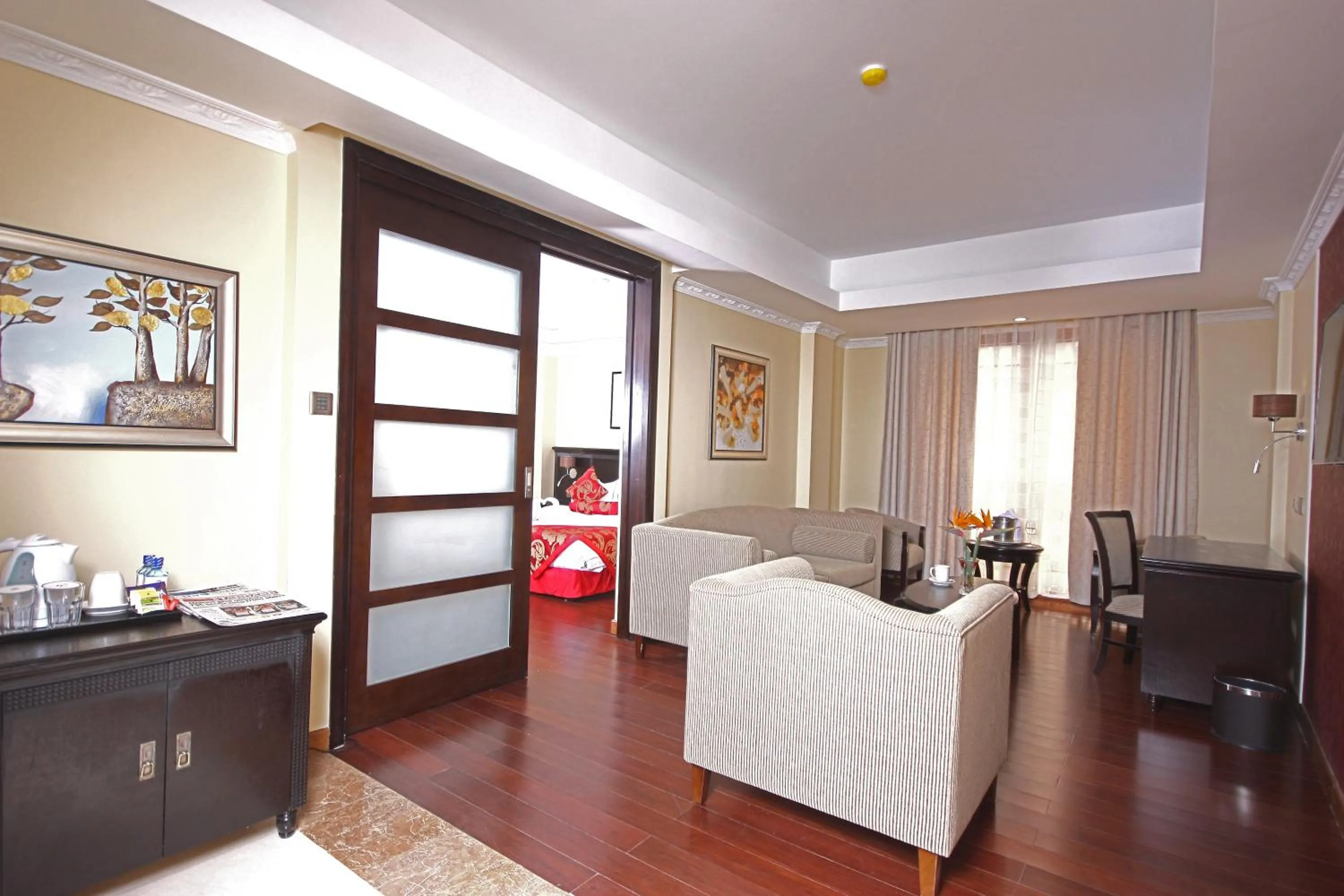 Seating area in The White Rhino Hotel