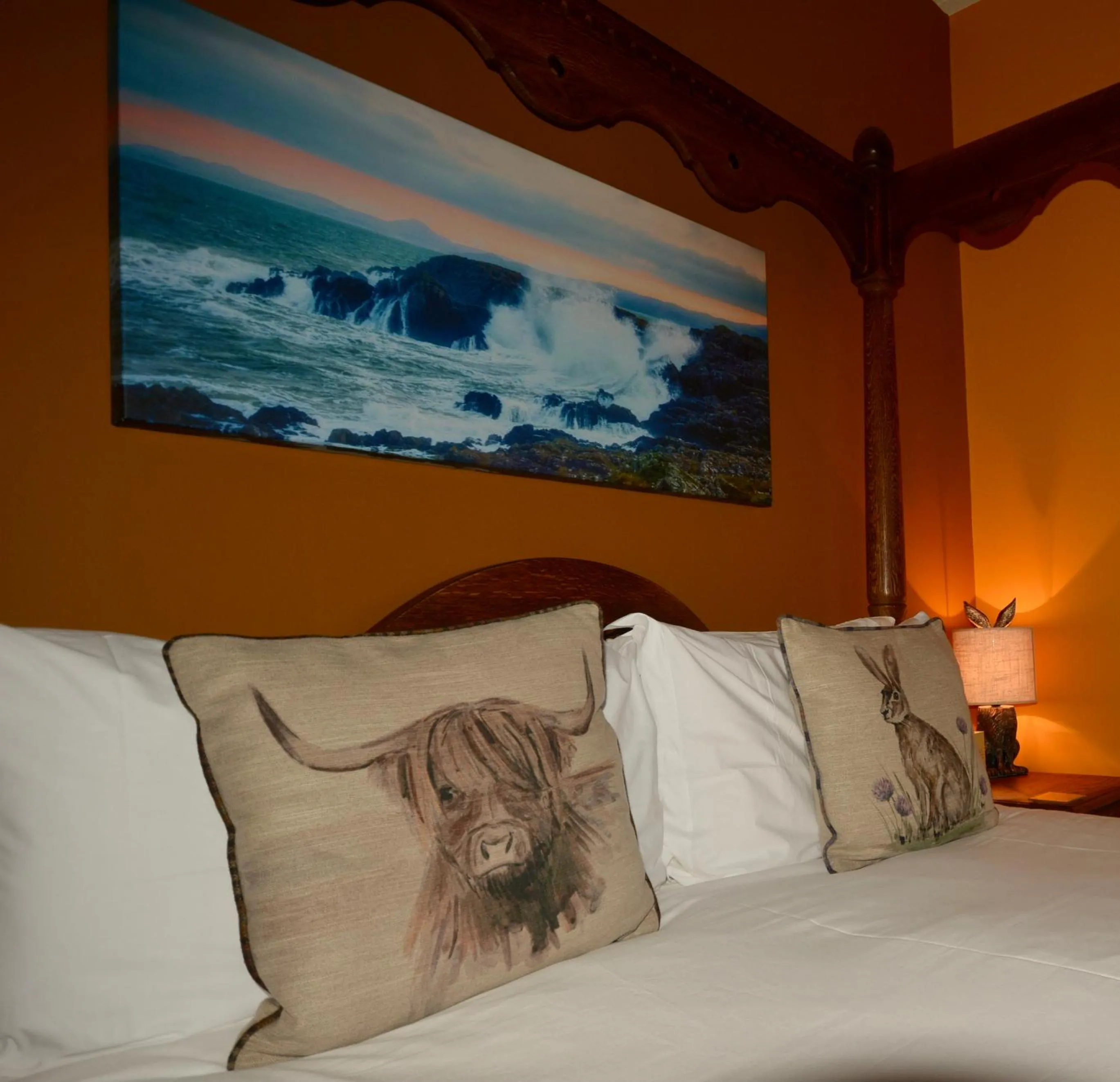Bed in Corsewall Lighthouse Hotel