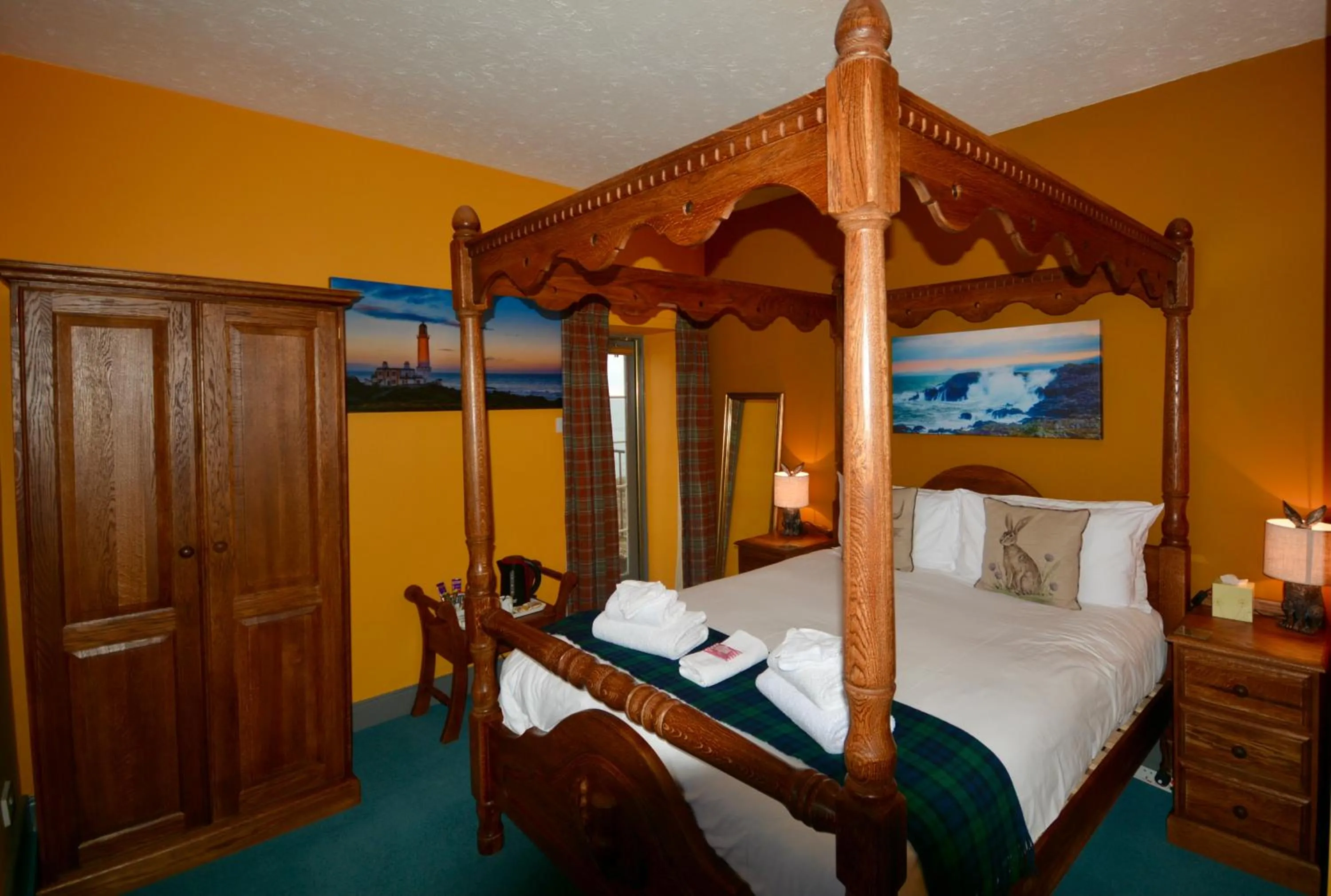 Bed in Corsewall Lighthouse Hotel