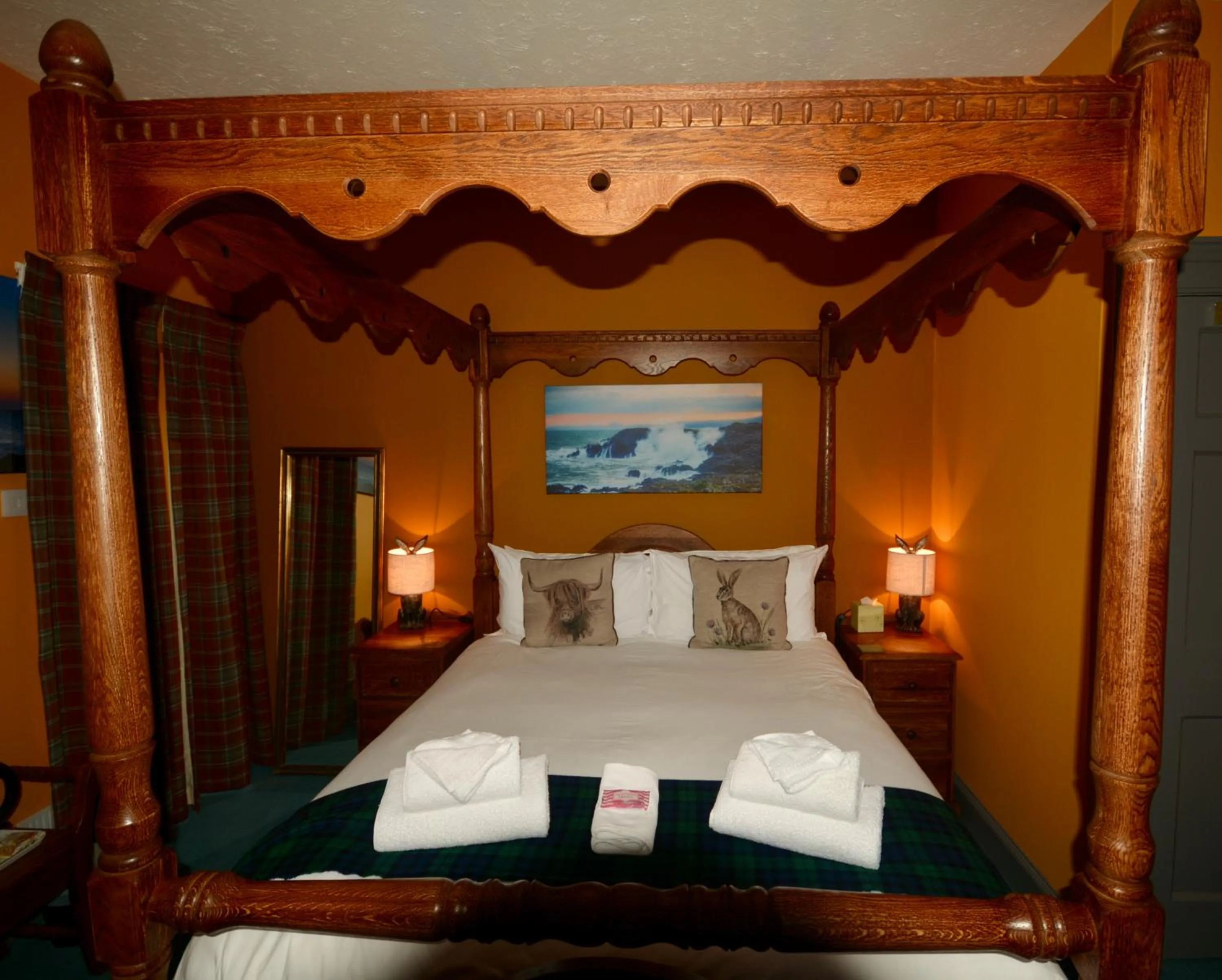 Bed in Corsewall Lighthouse Hotel