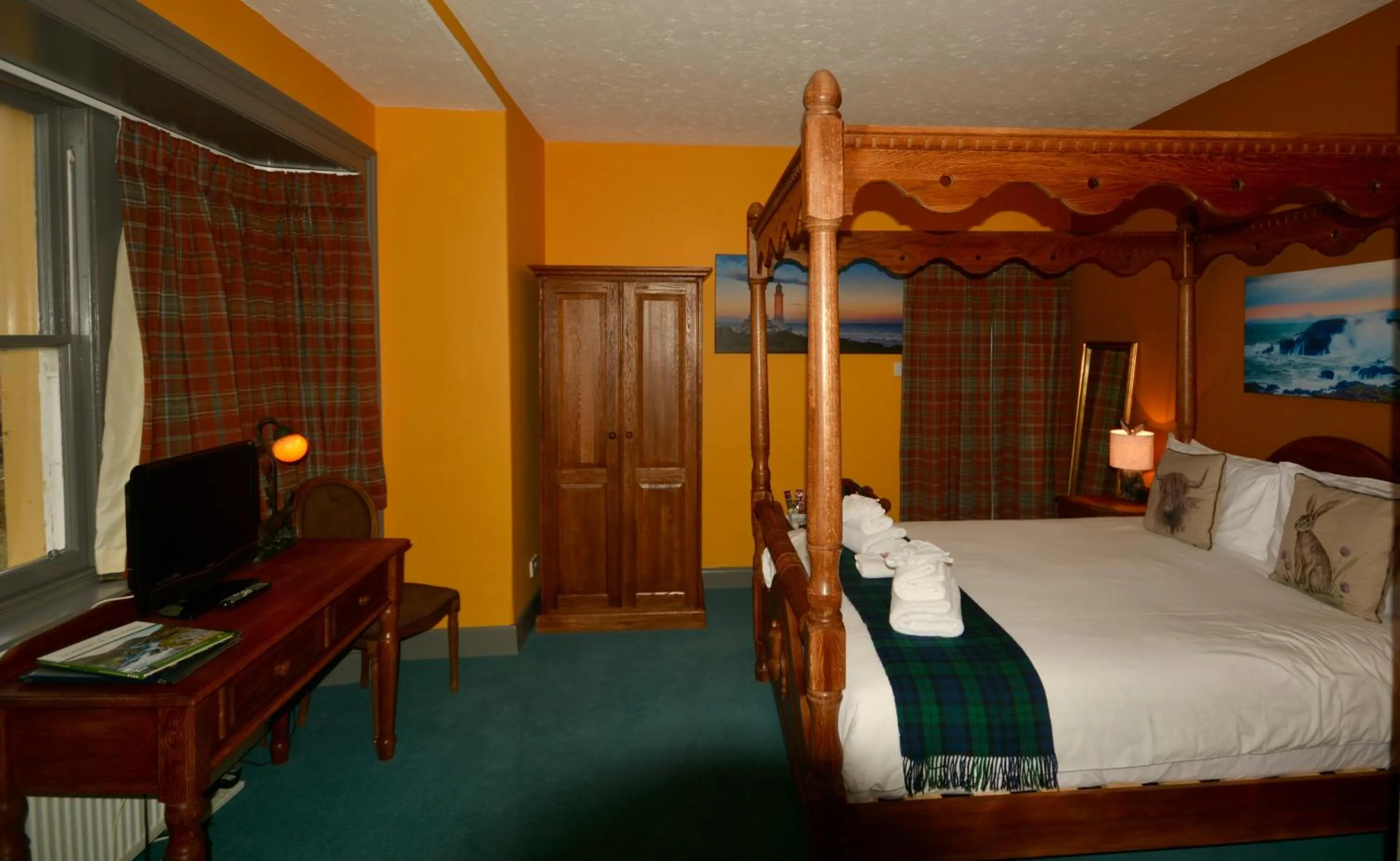 Bed in Corsewall Lighthouse Hotel