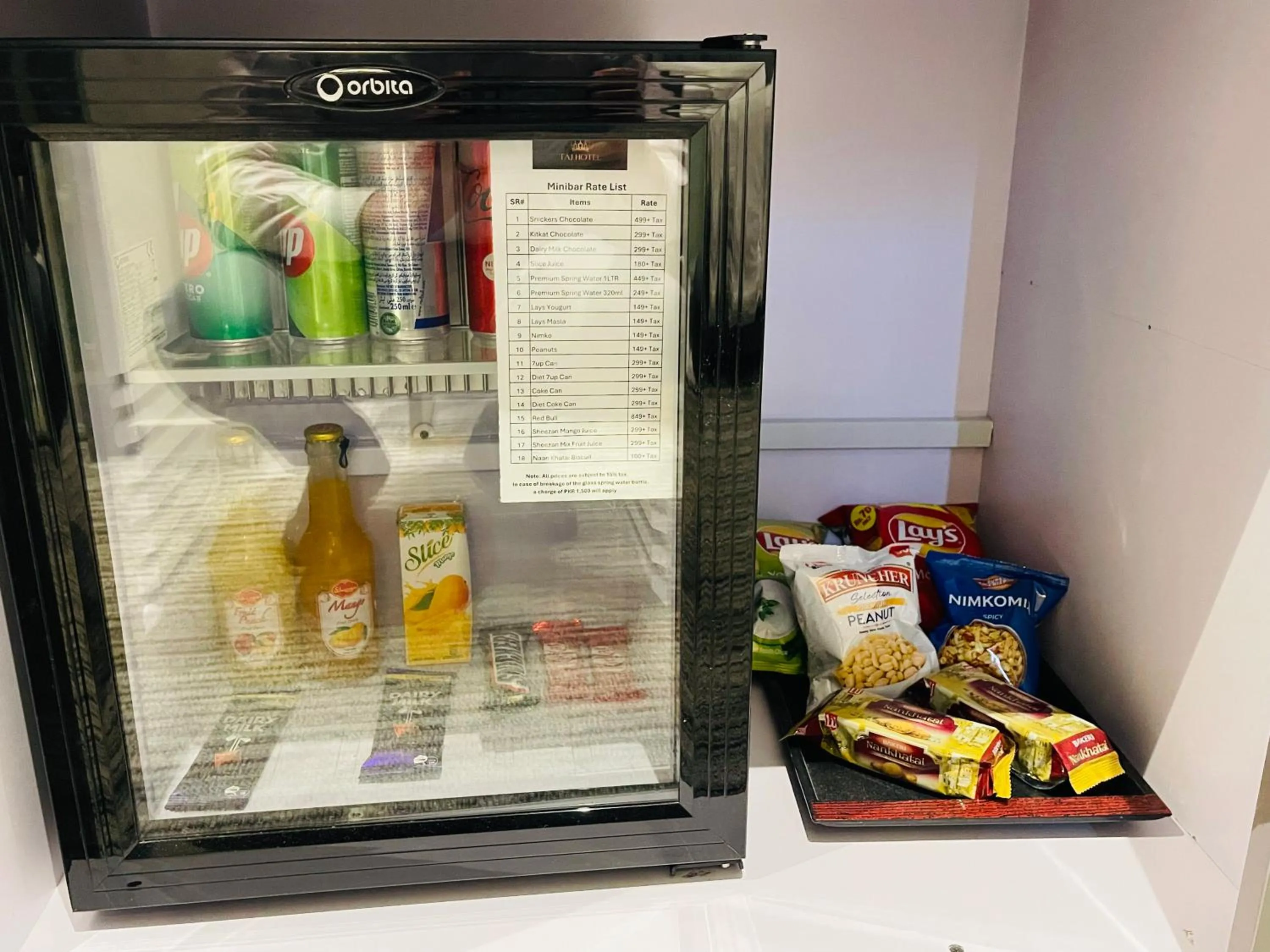 minibar in Taj Signature Hotel Islamabad