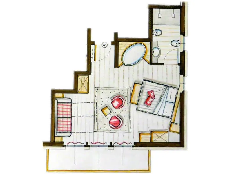 Floor plan in B&B Ecohotel Chalet des Alpes