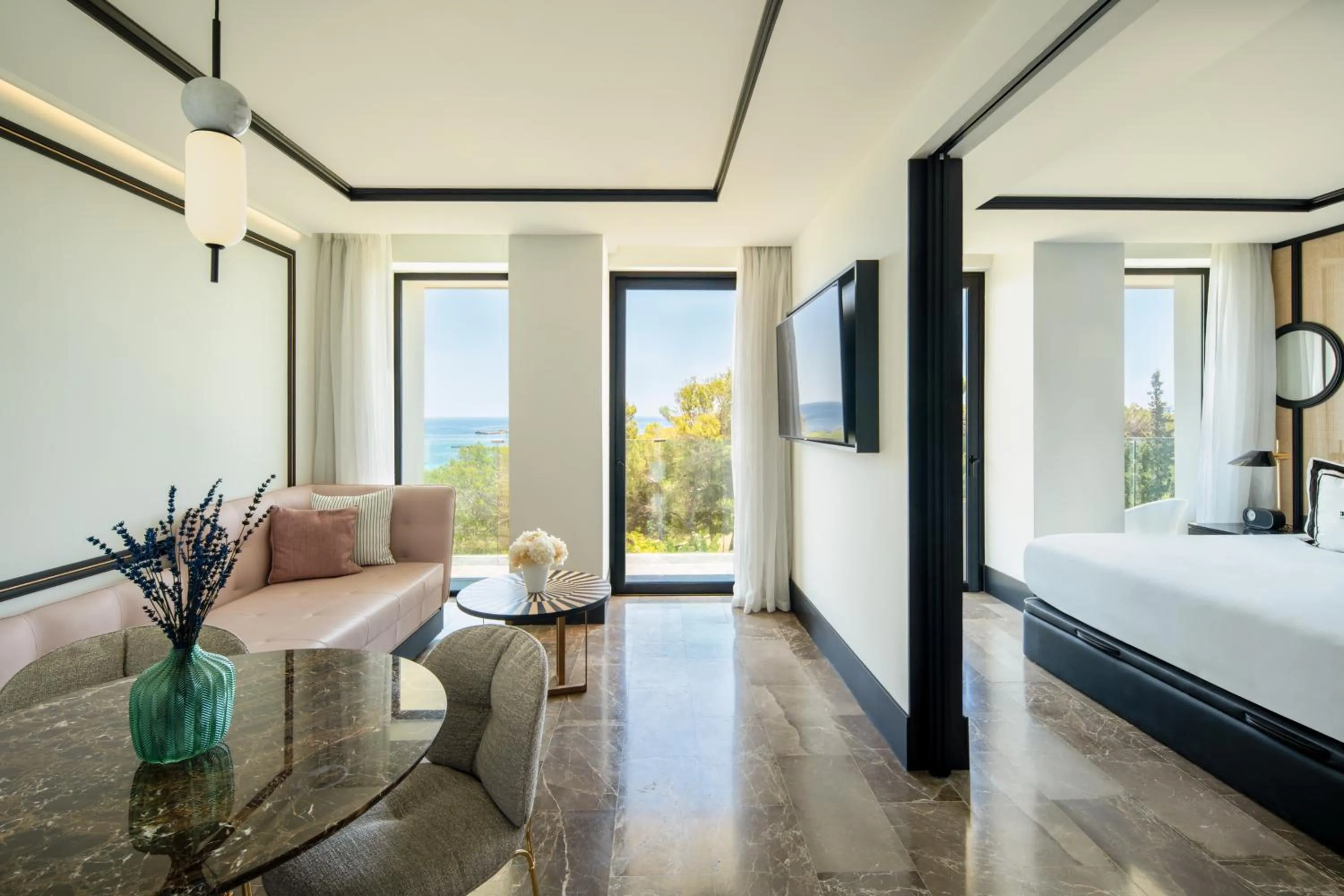 Living room, Bed in BLESS Hotel Ibiza - The Leading Hotels of The World